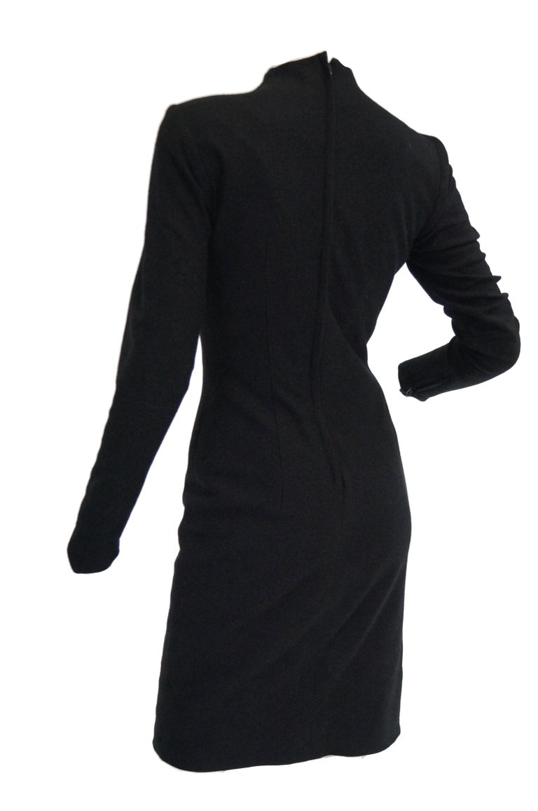Rare 1960s Eisenberg Black Wool Mod Style Sheath Dress For Sale at 1stDibs