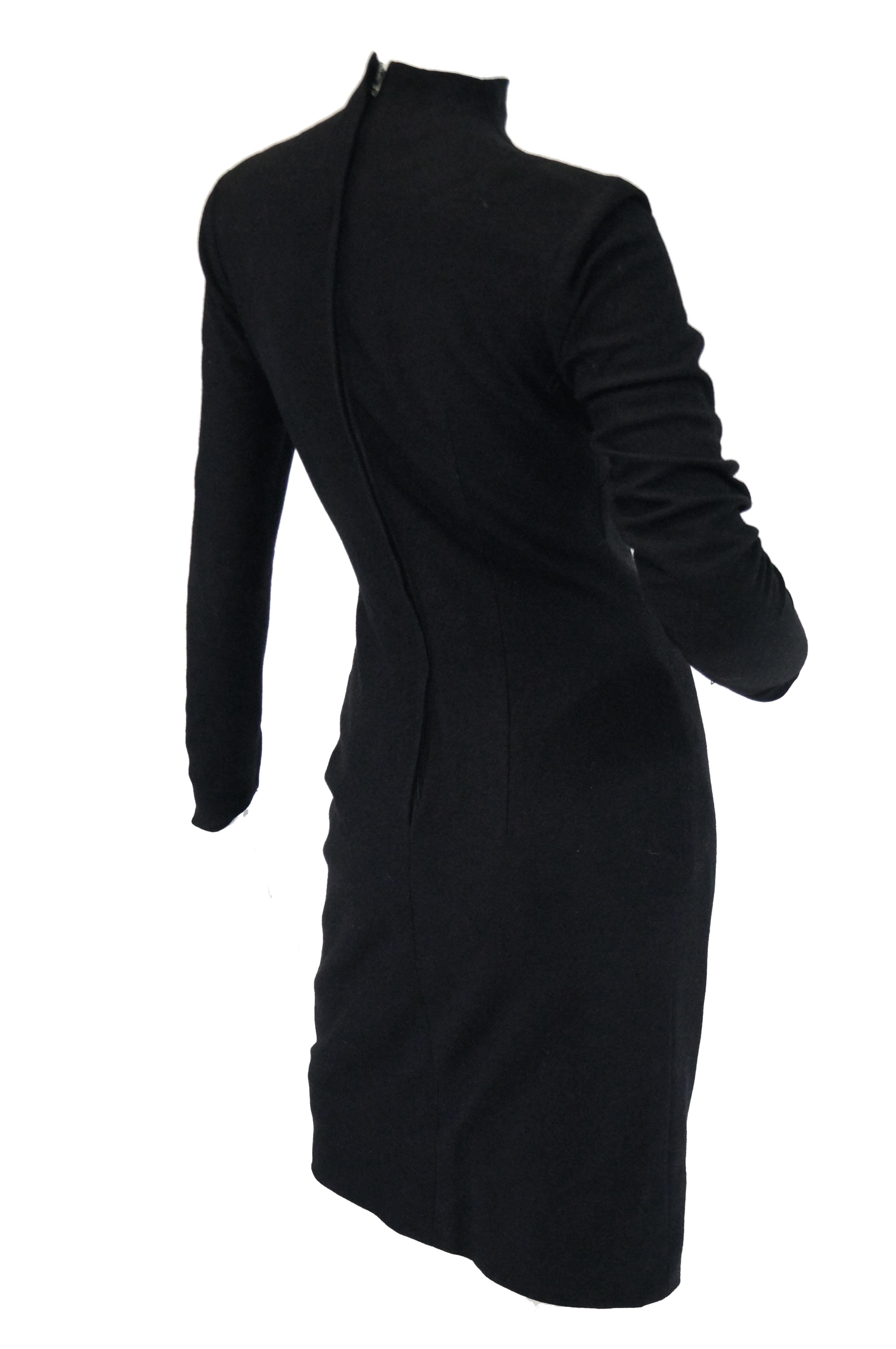 Rare 1960s Eisenberg Black Wool Mod Style Sheath Dress For Sale 3