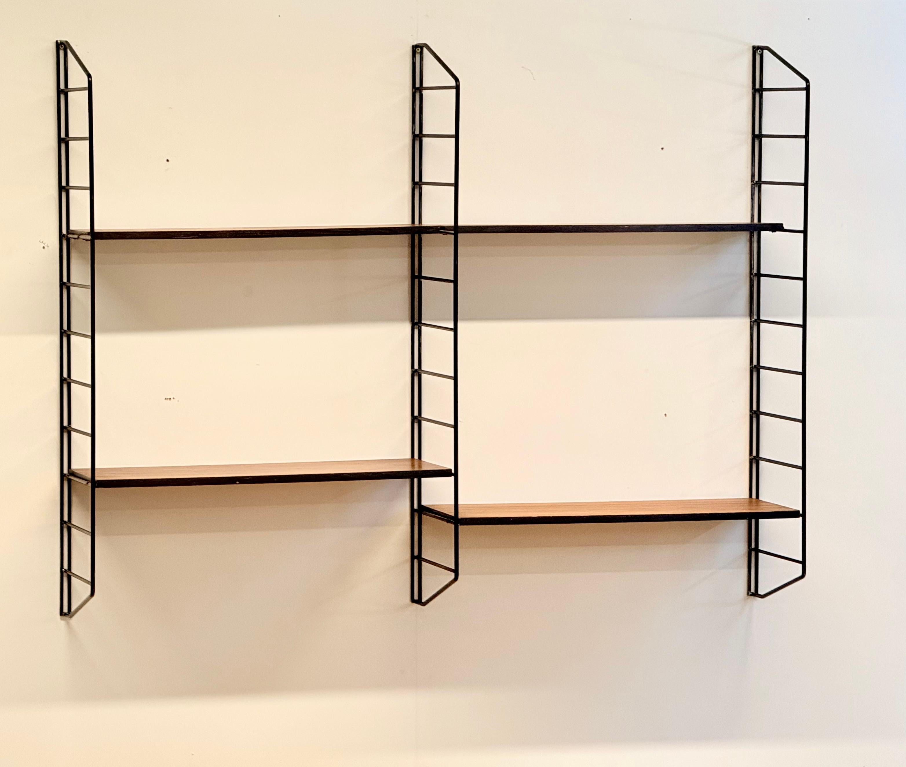 20th Century Rare 1960s Floating Modular Shelving System Wall Unit By Brianco For Sale