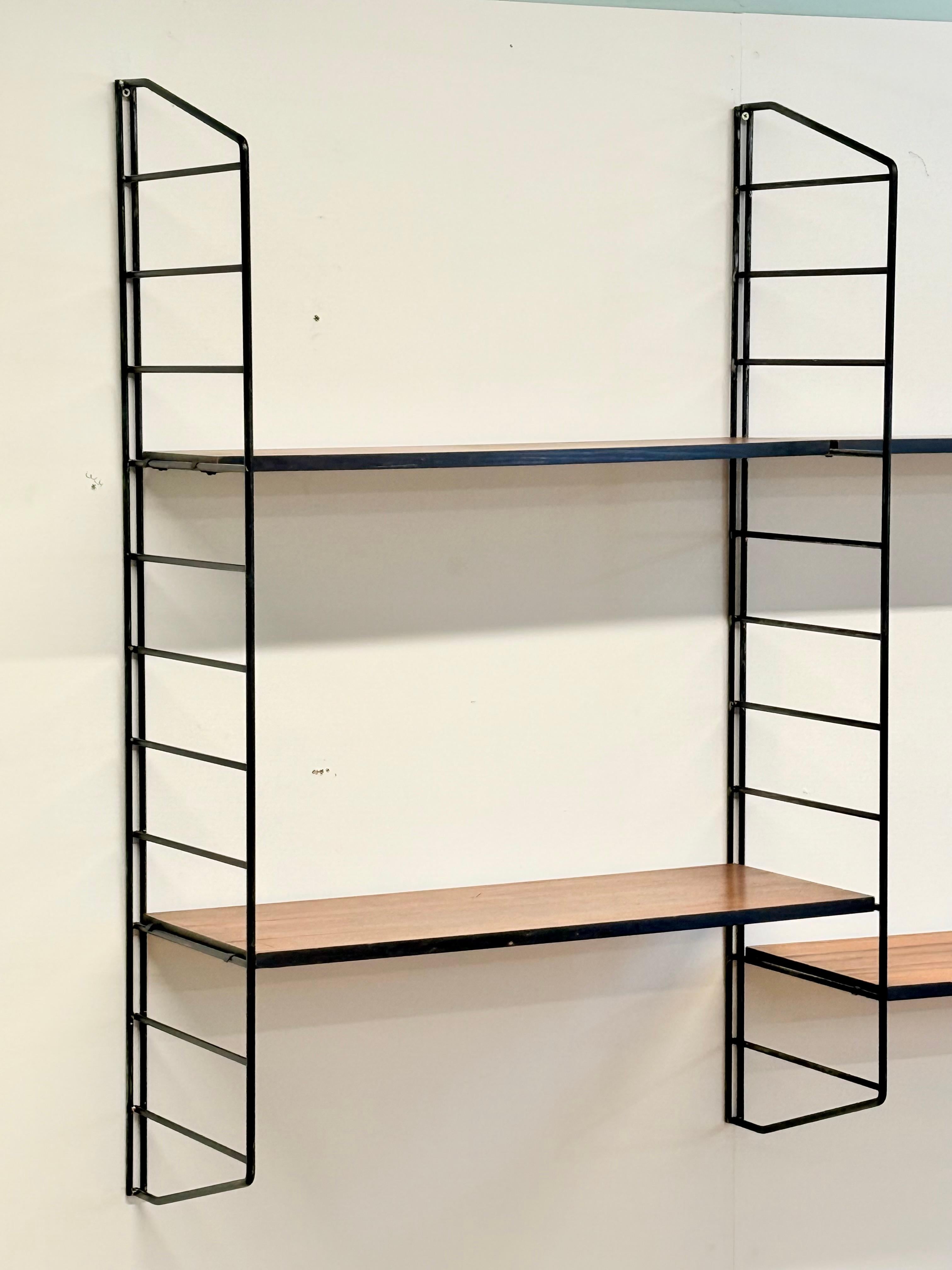 Metal Rare 1960s Floating Modular Shelving System Wall Unit By Brianco For Sale