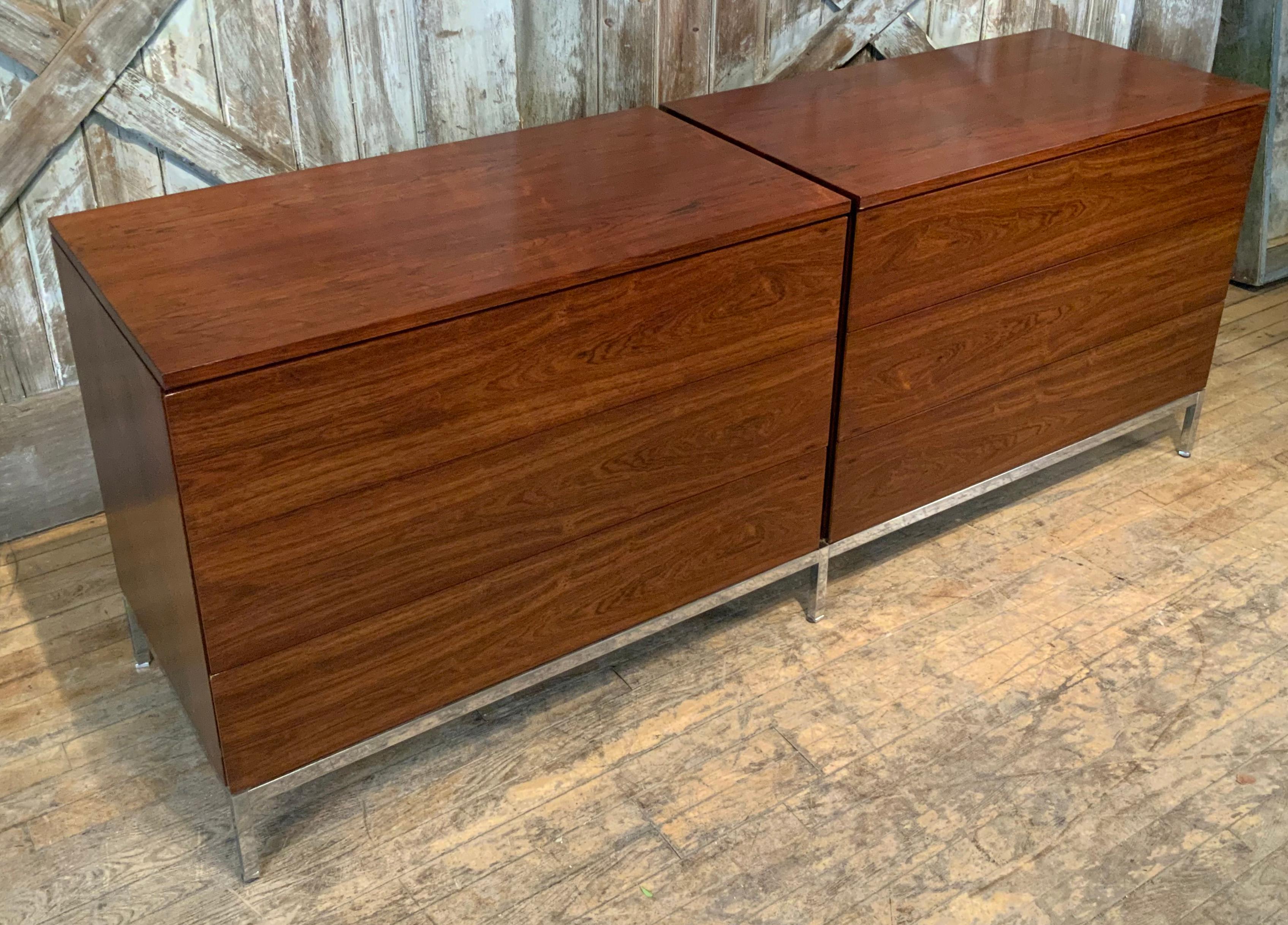 Rare 1960's Florence Knoll Rosewood Double Chest In Good Condition In Hudson, NY