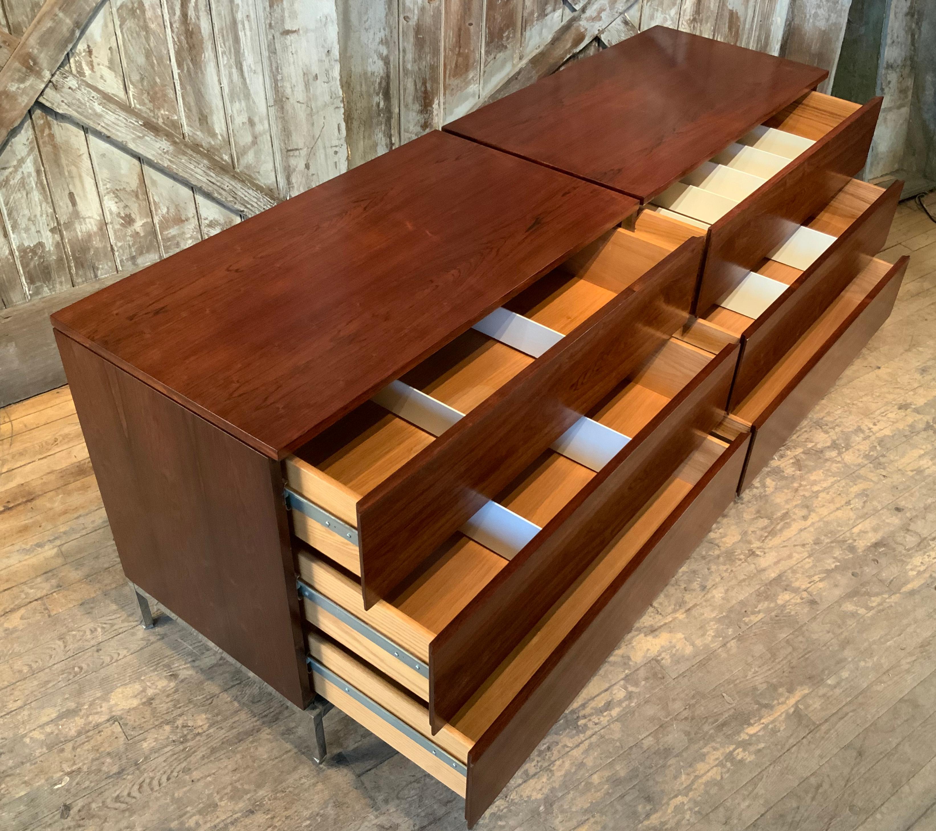 Mid-20th Century Rare 1960's Florence Knoll Rosewood Double Chest