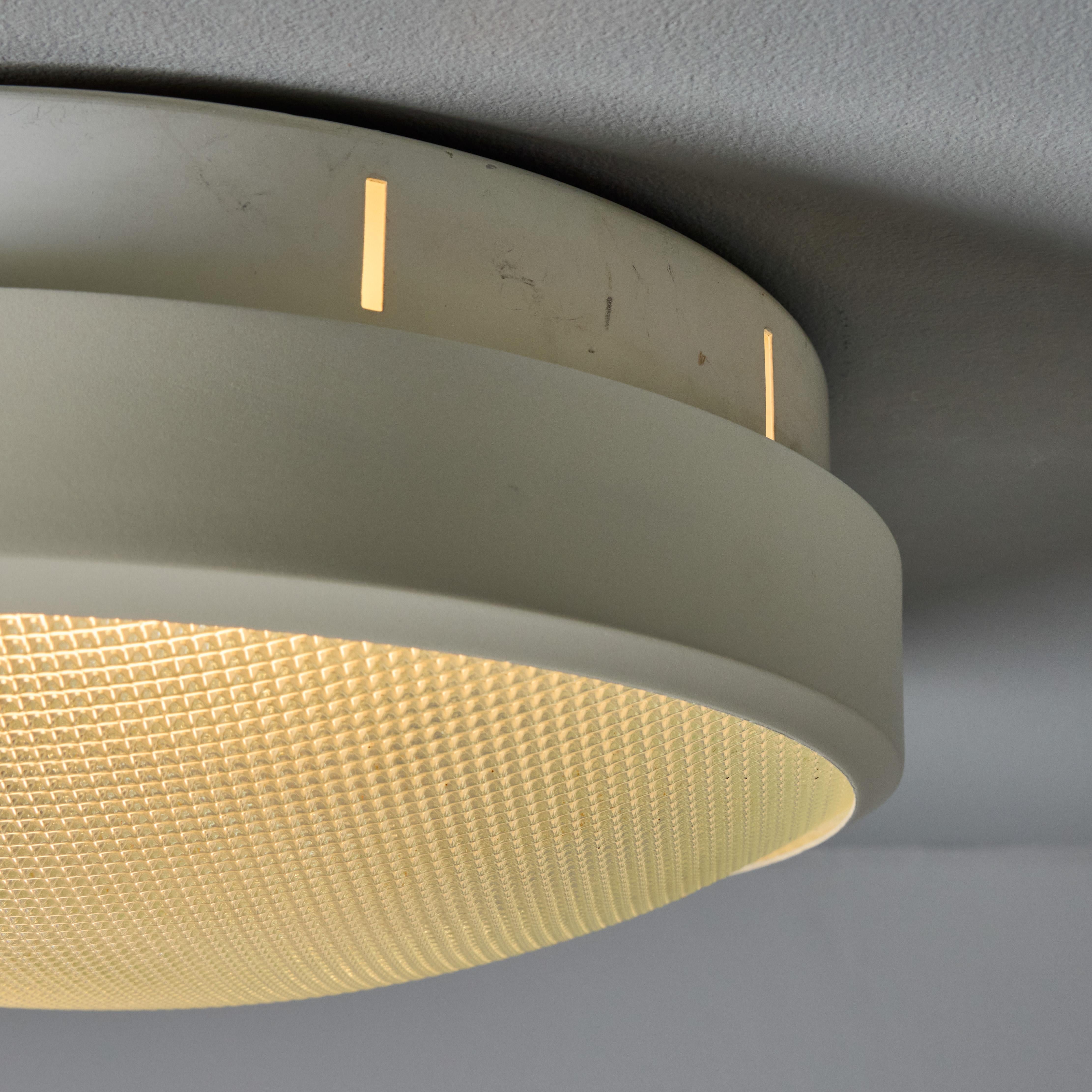 Rare 1960s G.C.M.E. Metal & Textured Glass Flush Mount For Sale 3