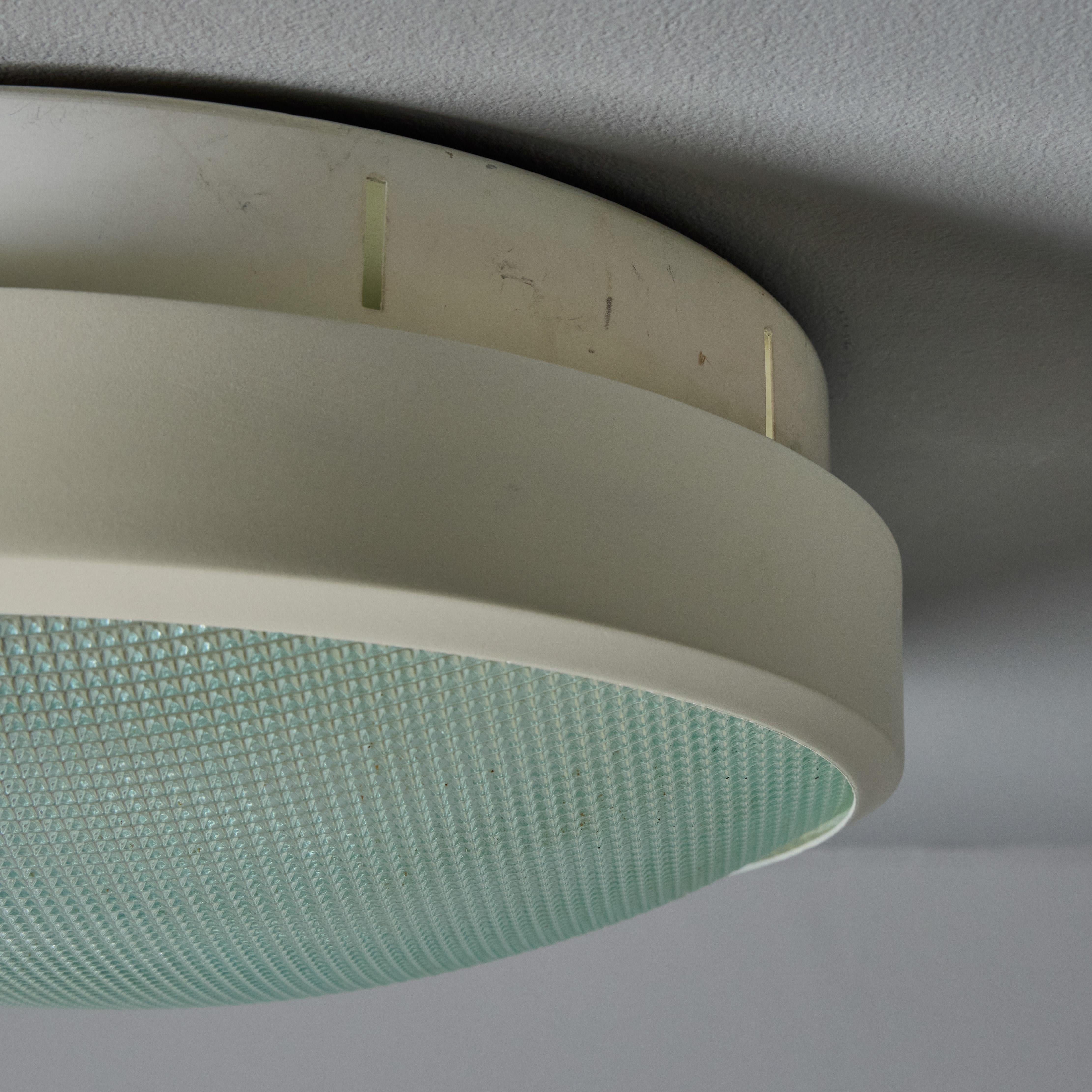Rare 1960s G.C.M.E. Metal & Textured Glass Flush Mount For Sale 4