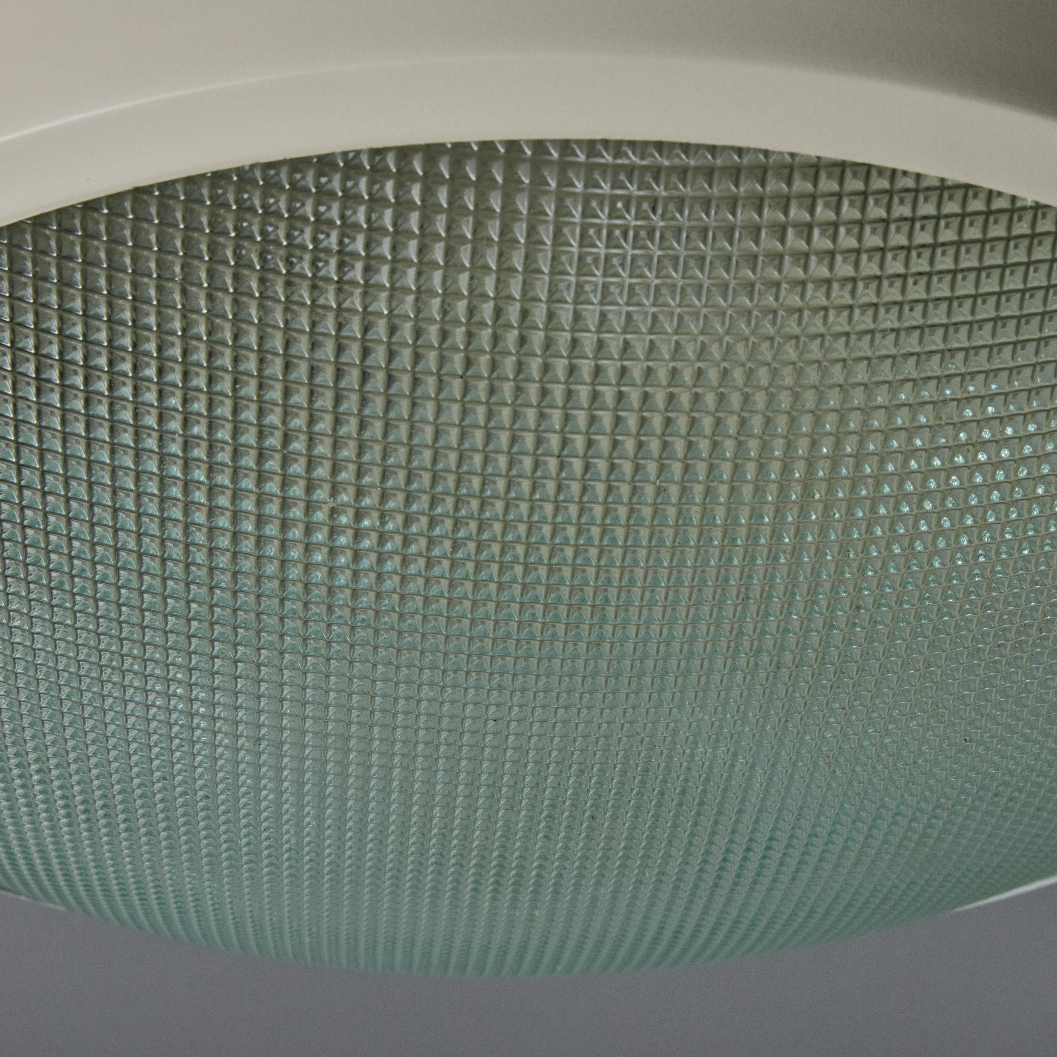 Rare 1960s G.C.M.E. Metal & Textured Glass Flush Mount For Sale 6