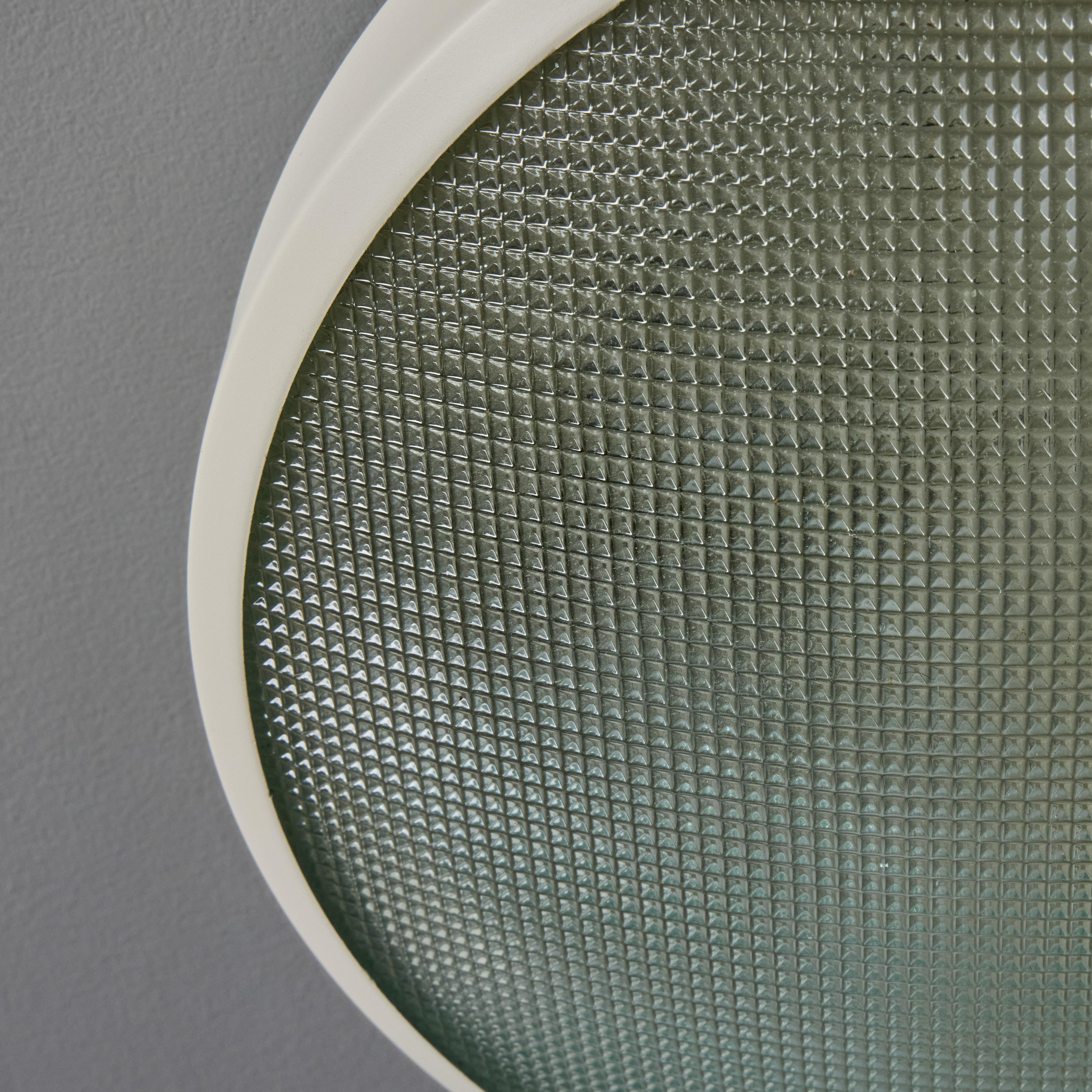 Rare 1960s G.C.M.E. Metal & Textured Glass Flush Mount For Sale 7