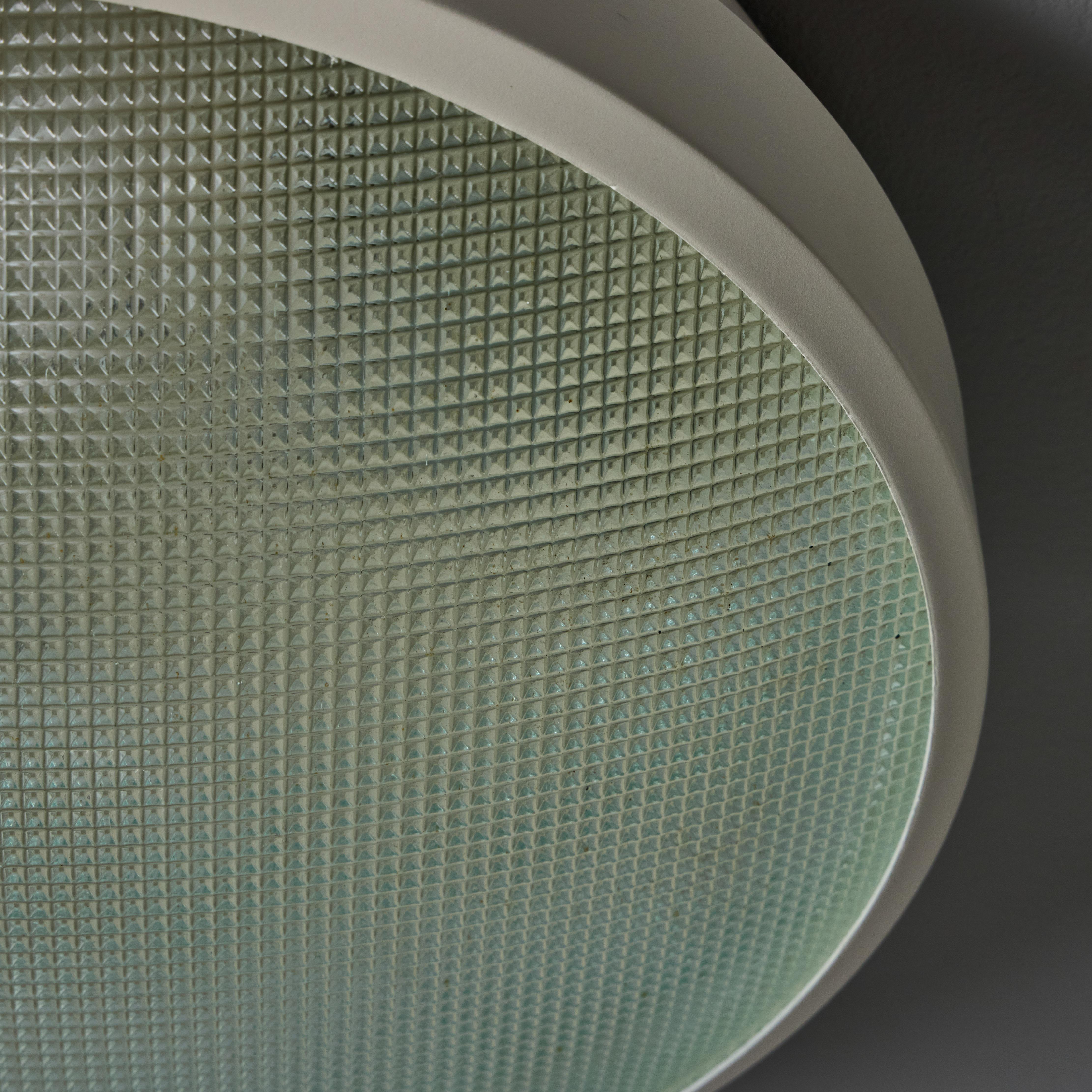 Rare 1960s G.C.M.E. Metal & Textured Glass Flush Mount For Sale 8