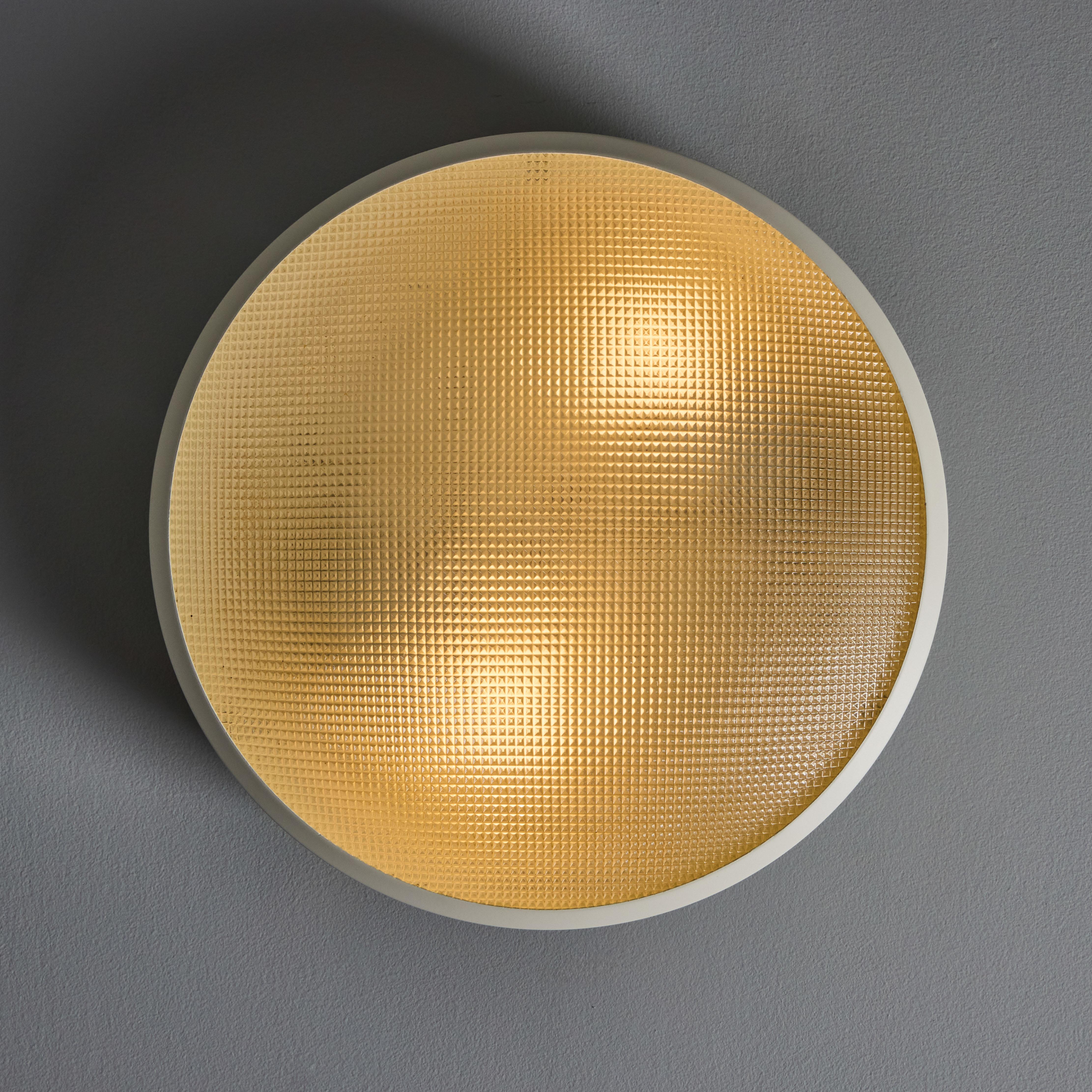 Rare 1960s G.C.M.E. Metal & Textured Glass Flush Mount For Sale 9