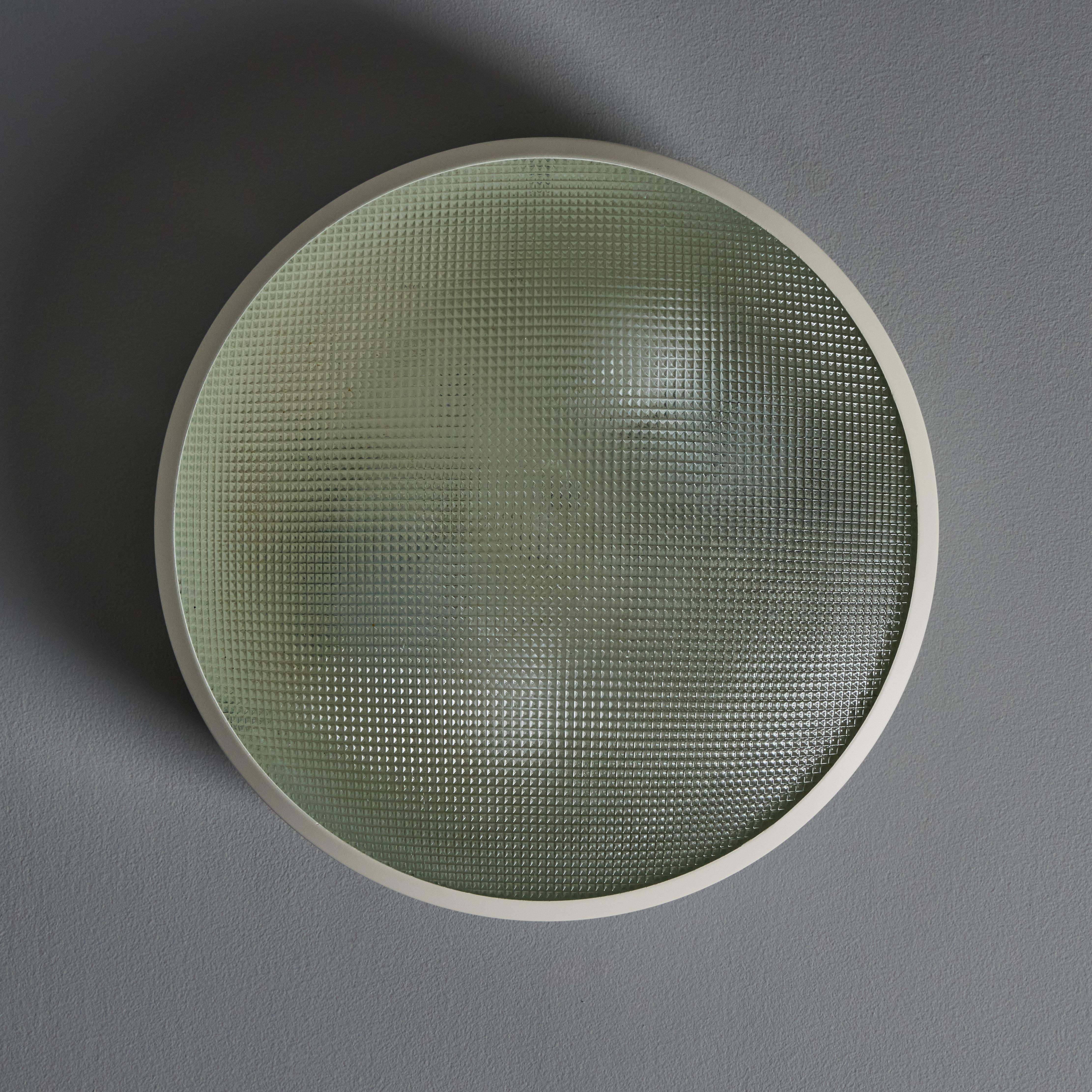 Rare 1960s G.C.M.E. Metal & Textured Glass Flush Mount For Sale 10