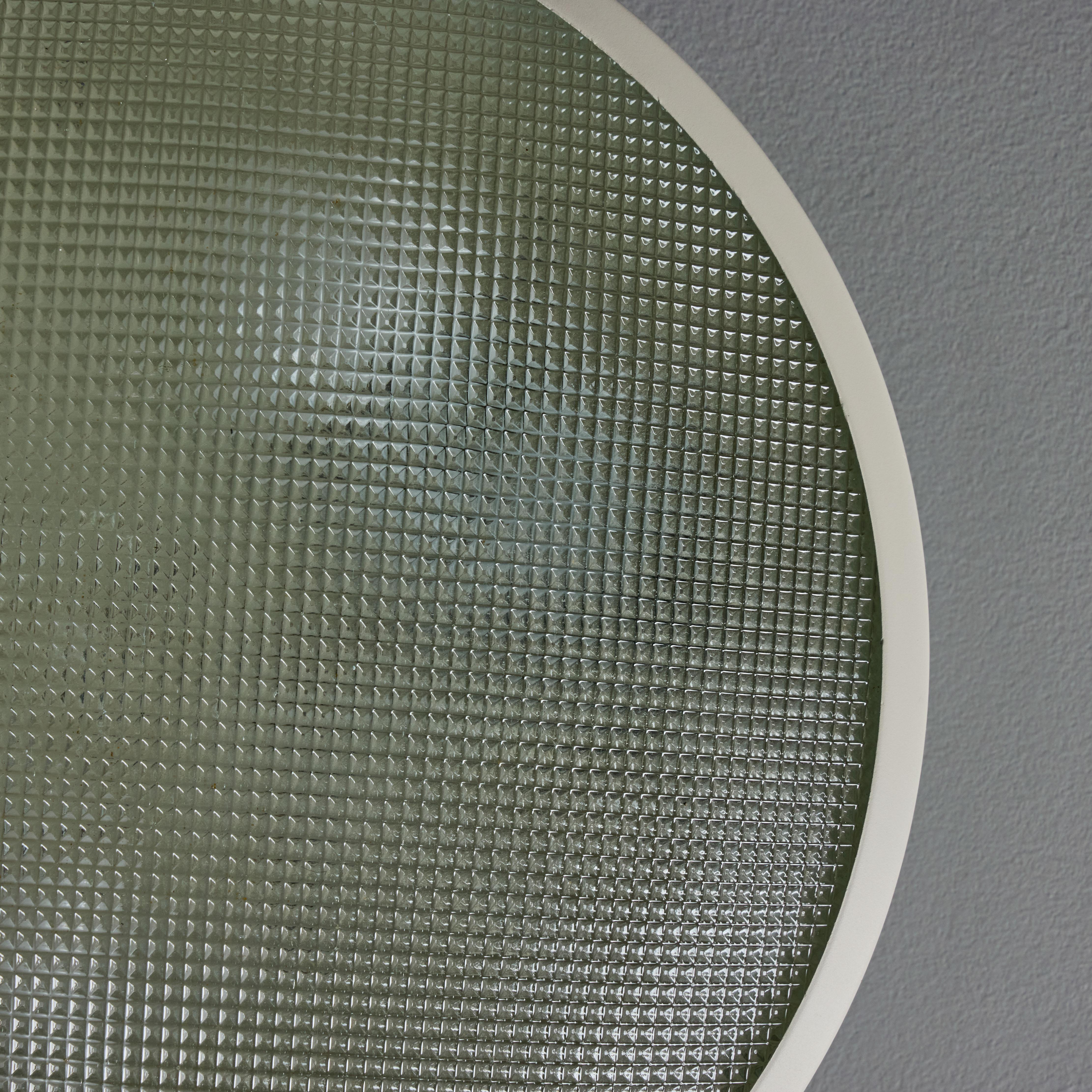 Rare 1960s G.C.M.E. Metal & Textured Glass Flush Mount For Sale 11