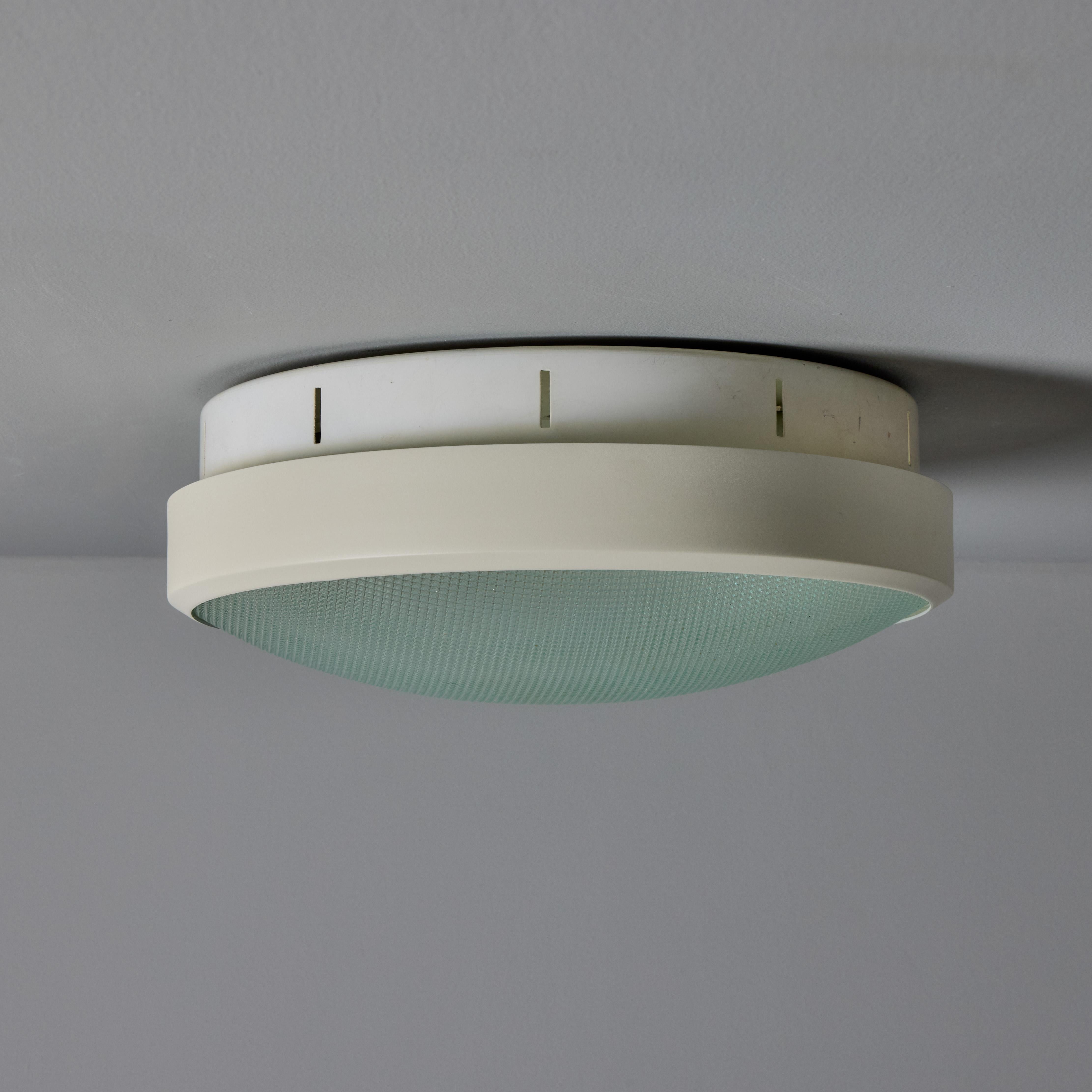 Mid-Century Modern Rare 1960s G.C.M.E. Metal & Textured Glass Flush Mount For Sale