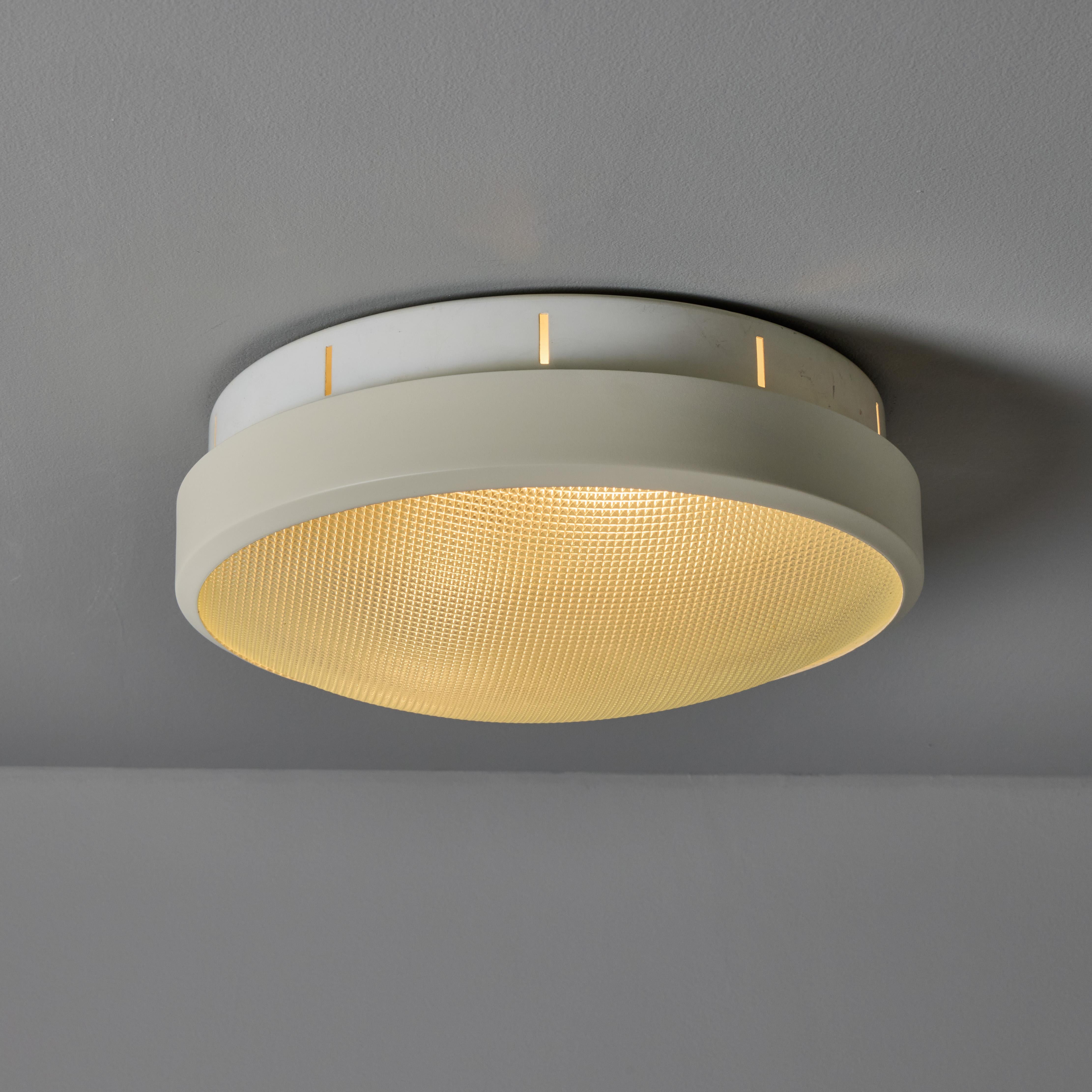 Italian Rare 1960s G.C.M.E. Metal & Textured Glass Flush Mount For Sale