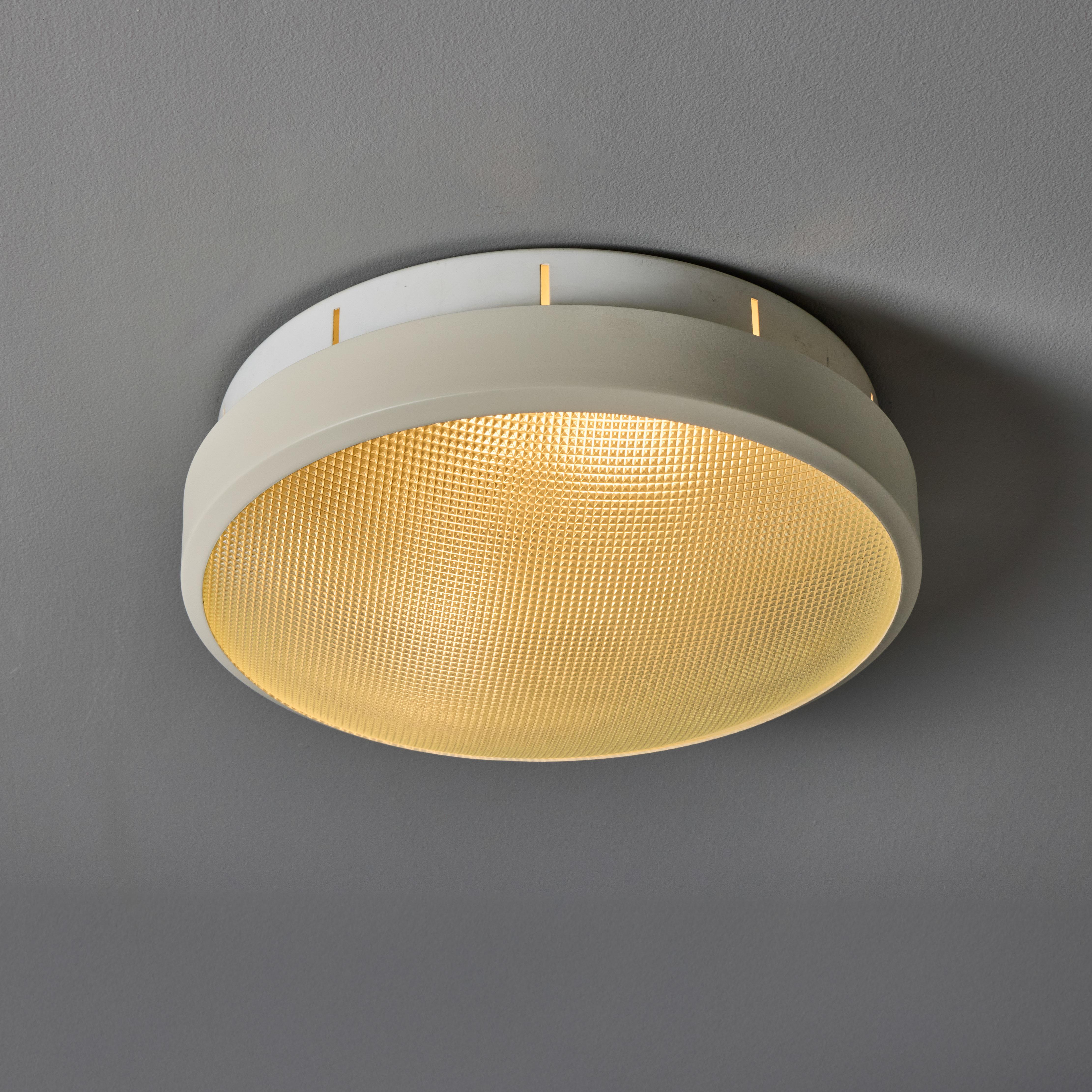 Rare 1960s G.C.M.E. Metal & Textured Glass Flush Mount In Good Condition For Sale In Glendale, CA