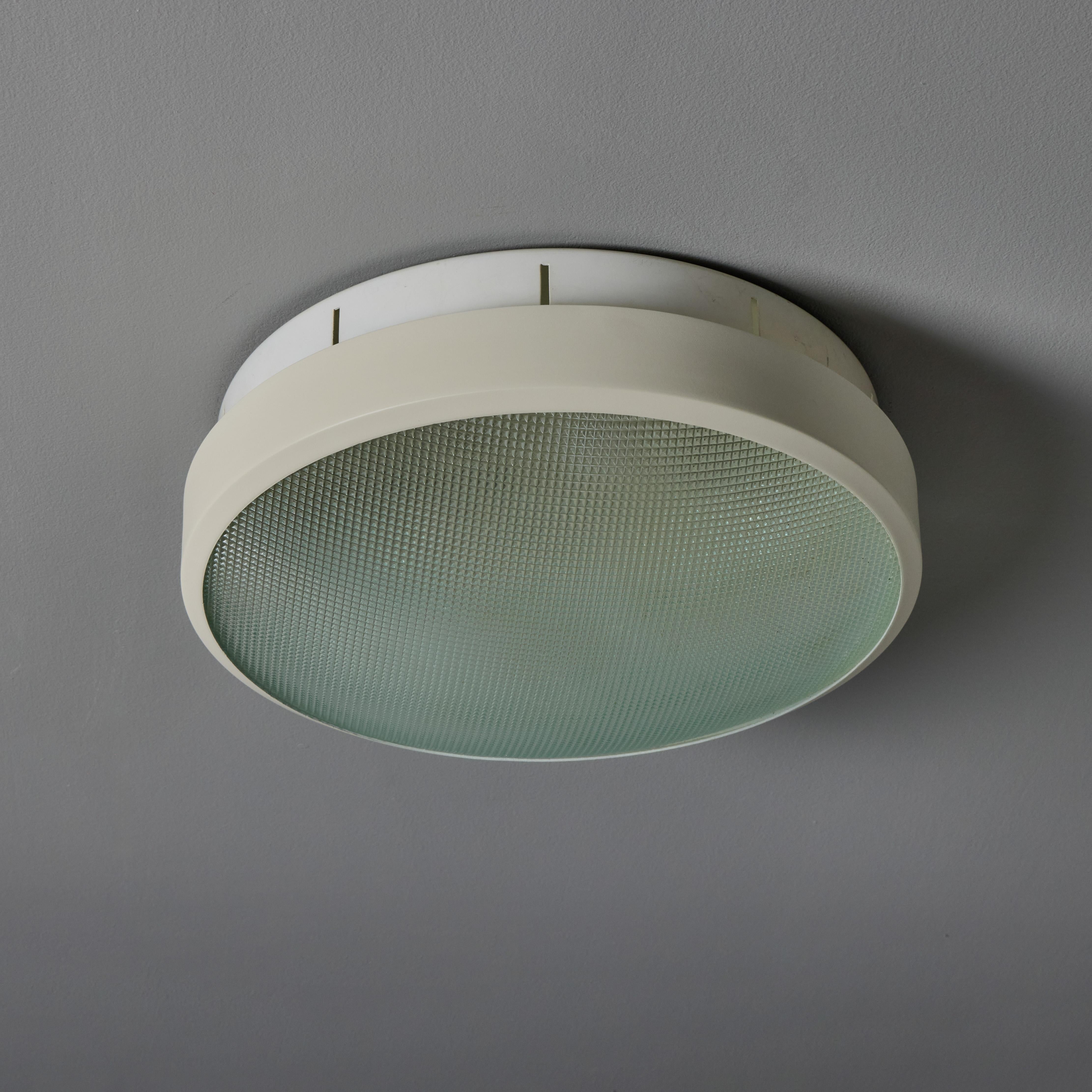 Mid-20th Century Rare 1960s G.C.M.E. Metal & Textured Glass Flush Mount For Sale