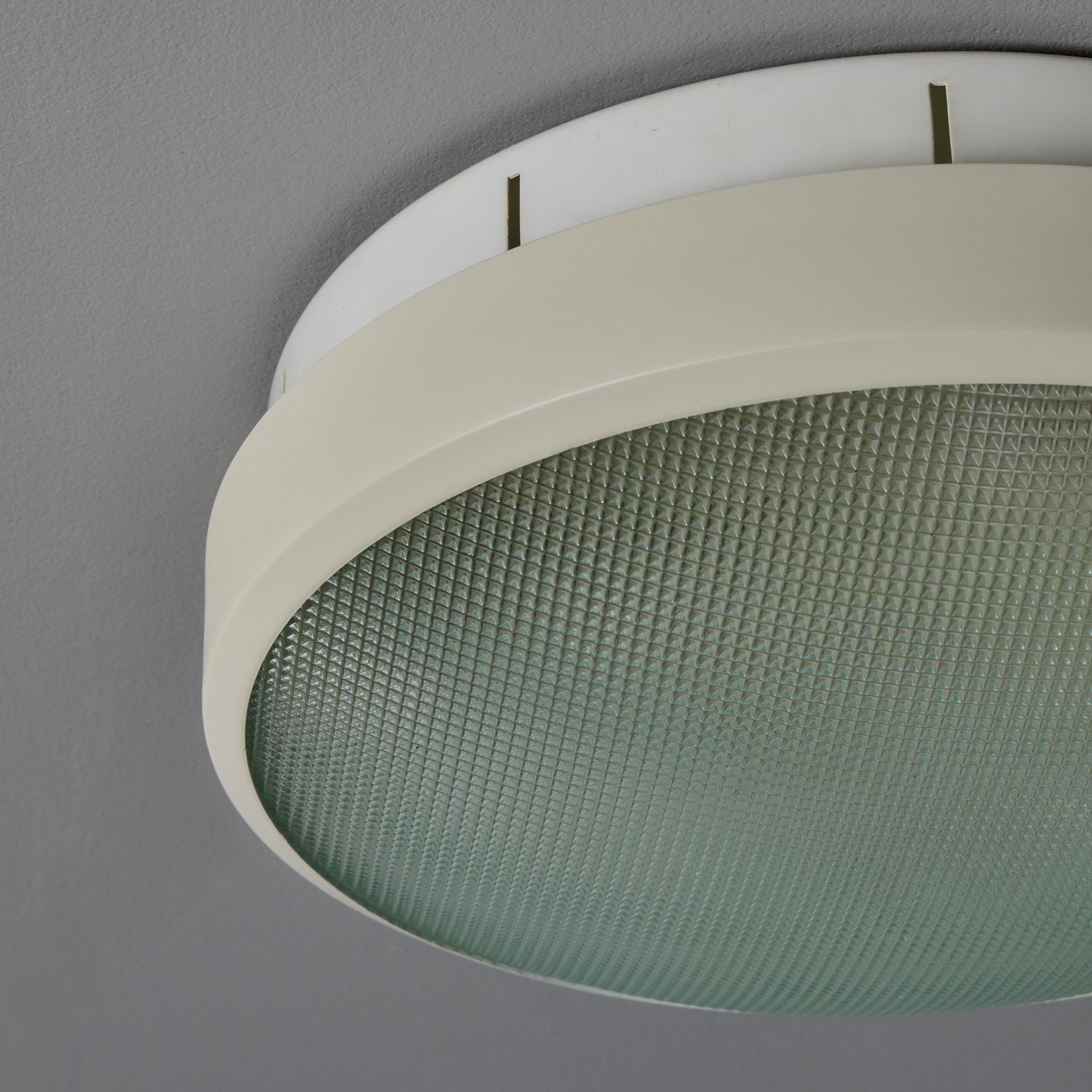 Rare 1960s G.C.M.E. Metal & Textured Glass Flush Mount For Sale 2