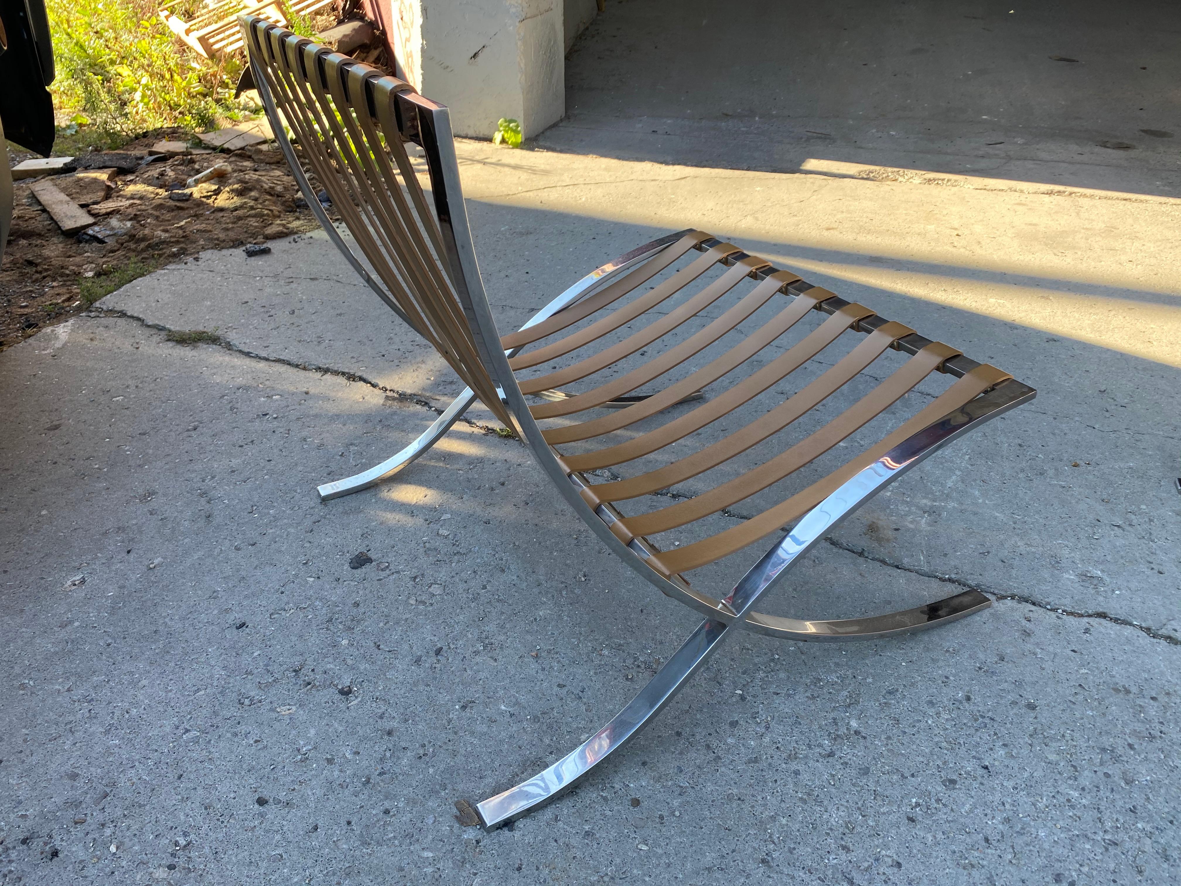 Leather Rare 1960s Gerald R.Griffith Barcelona Chairs, Mies van der Rohe For Sale