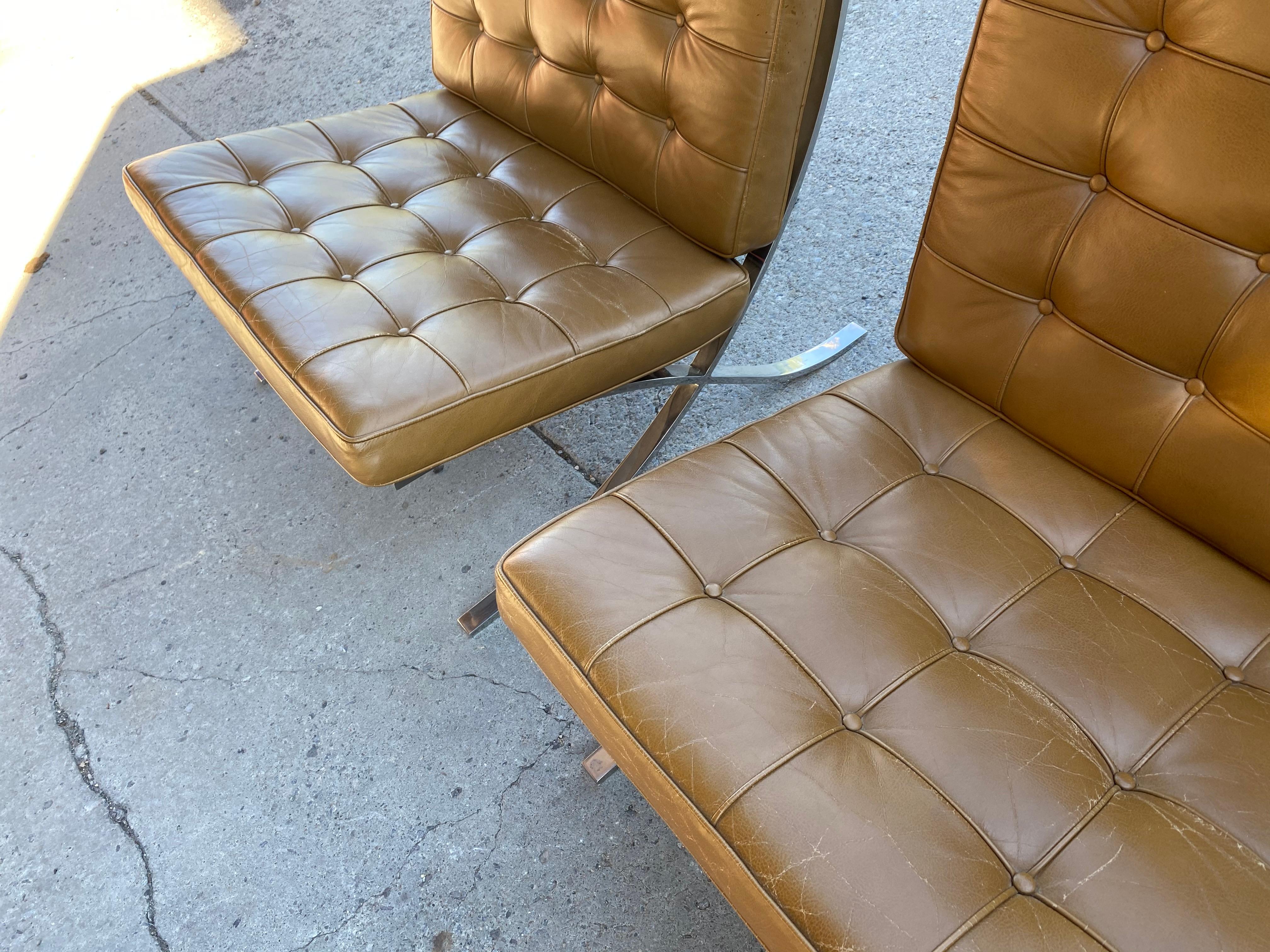 Rare 1960s Gerald R.Griffith Barcelona Chairs, Mies van der Rohe For Sale 5
