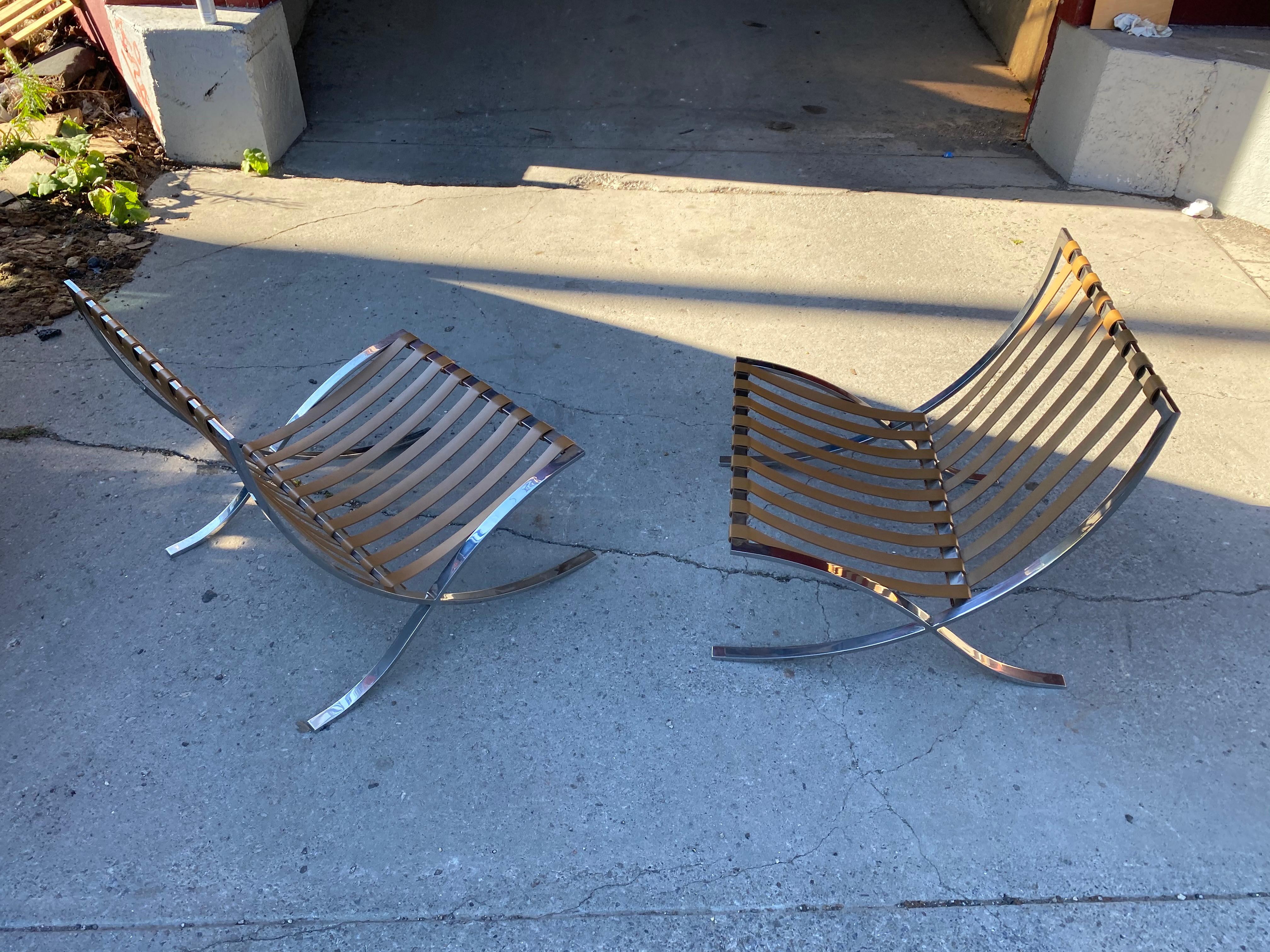 Bauhaus Rare 1960s Gerald R.Griffith Barcelona Chairs, Mies van der Rohe For Sale