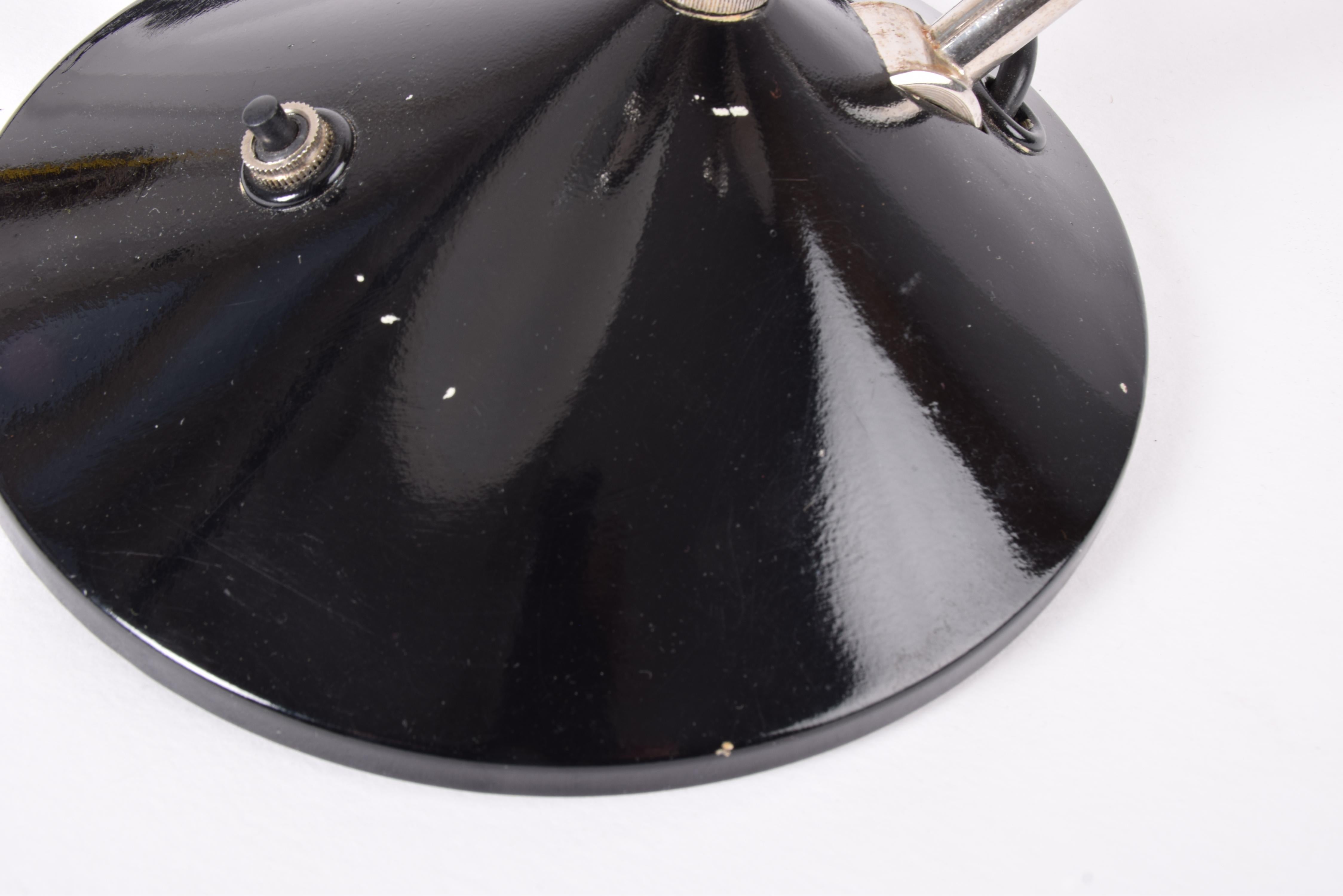 Rare 1960s Hala Zeist Desk Table Lamp Black Lacquer with Mobile Chrome Airplane For Sale 7