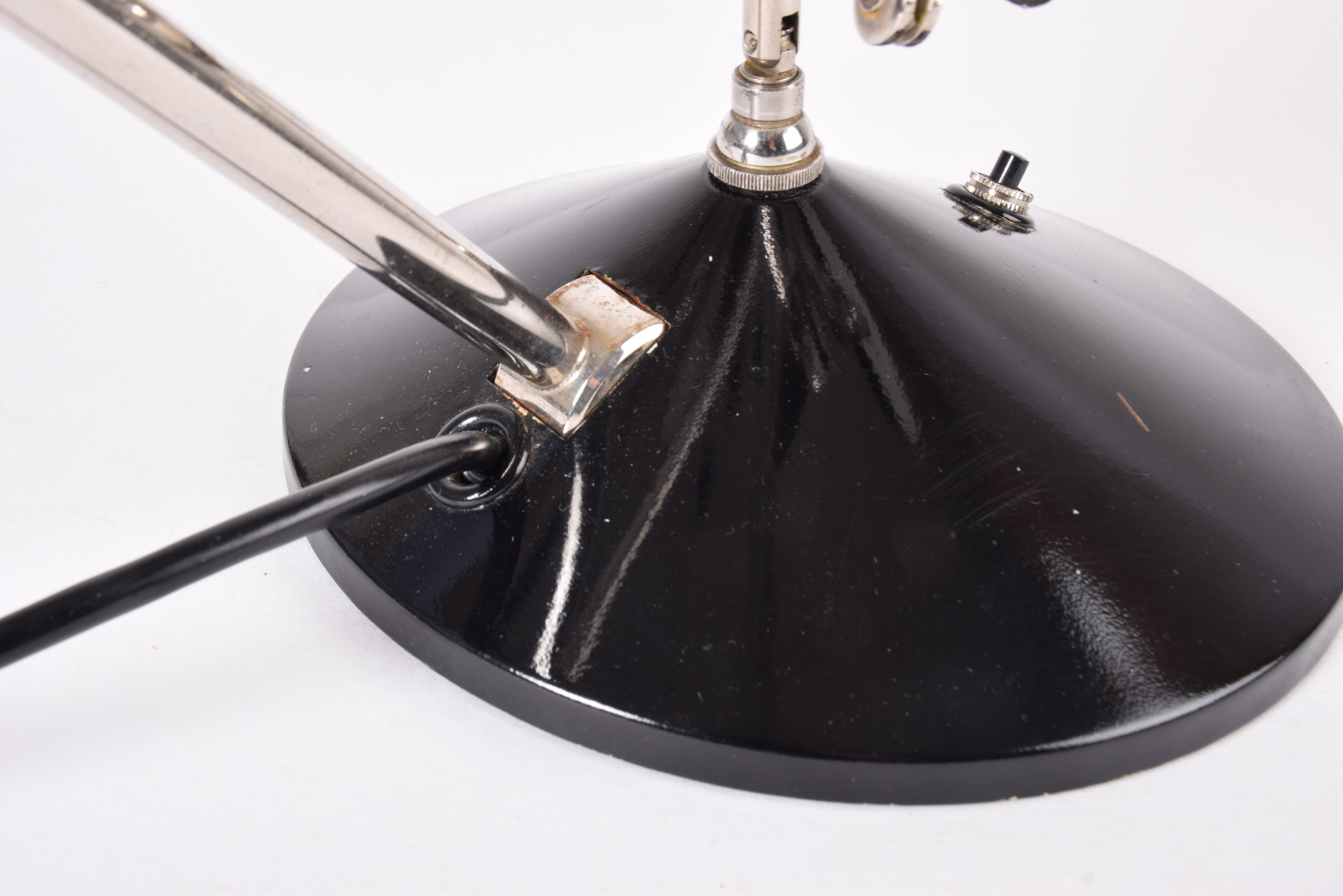 Rare 1960s Hala Zeist Desk Table Lamp Black Lacquer with Mobile Chrome Airplane For Sale 8