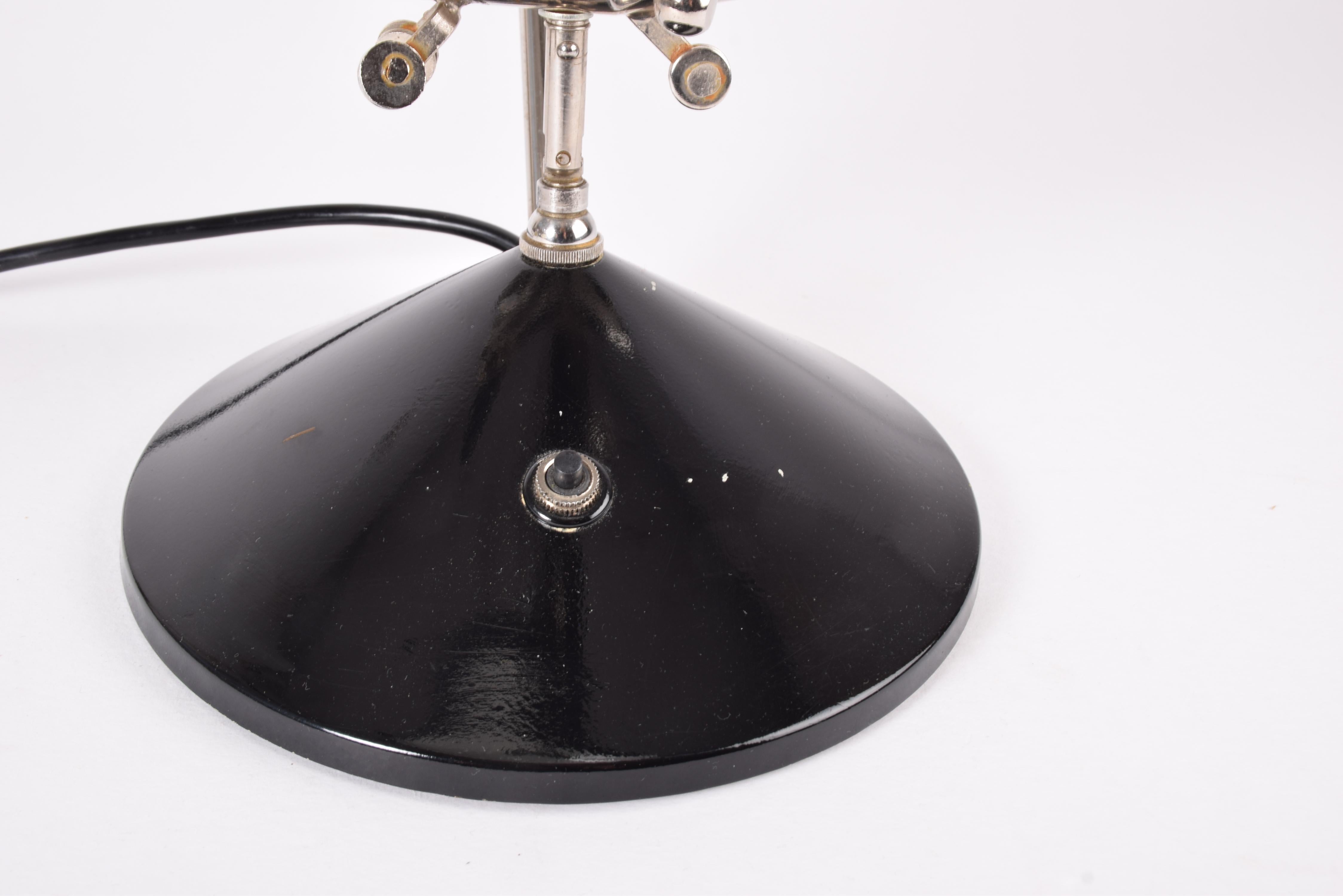 Rare 1960s Hala Zeist Desk Table Lamp Black Lacquer with Mobile Chrome Airplane For Sale 9