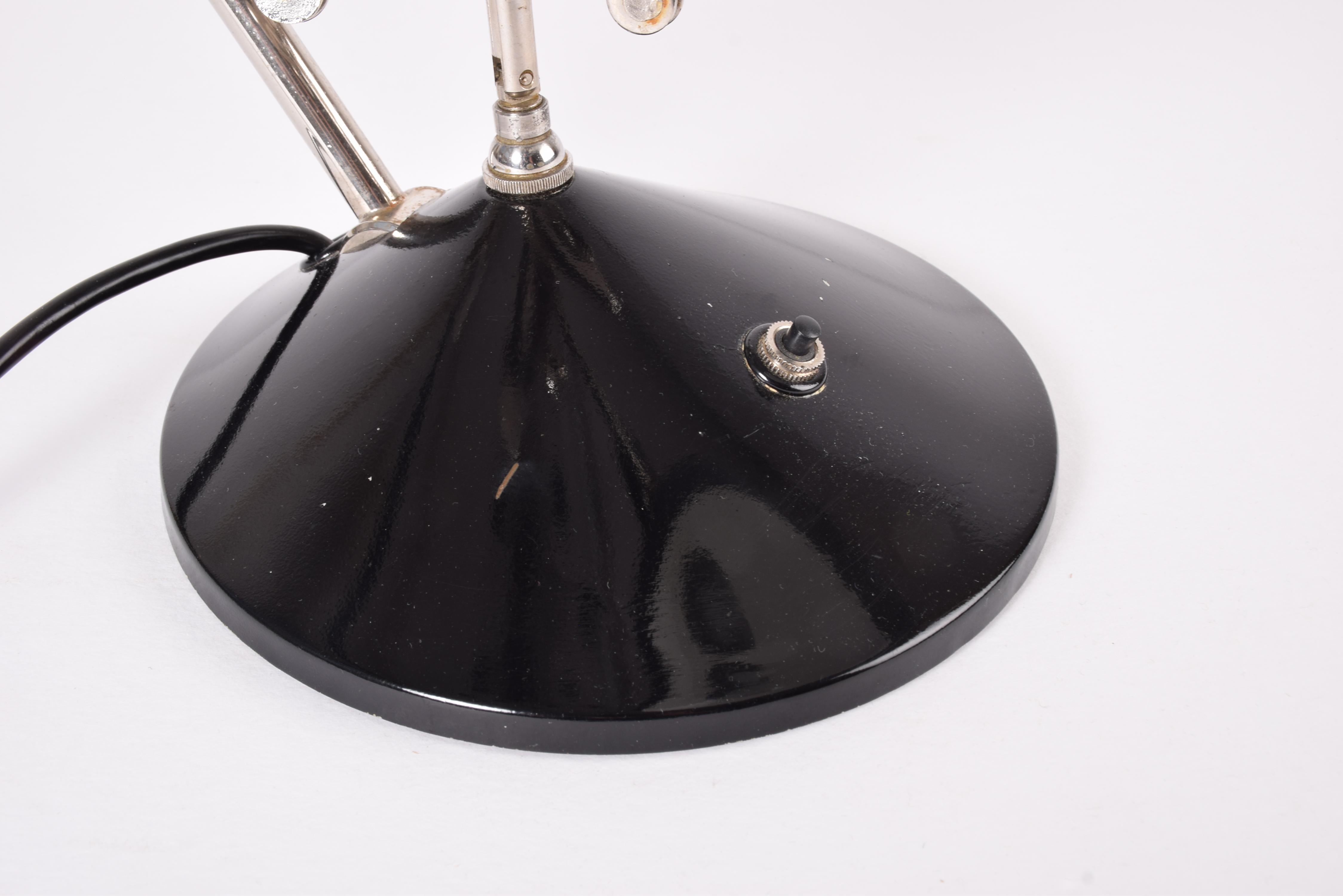 Rare 1960s Hala Zeist Desk Table Lamp Black Lacquer with Mobile Chrome Airplane For Sale 10