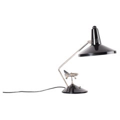Rare 1960s Hala Zeist Desk Table Lamp Black Lacquer with Mobile Chrome Airplane