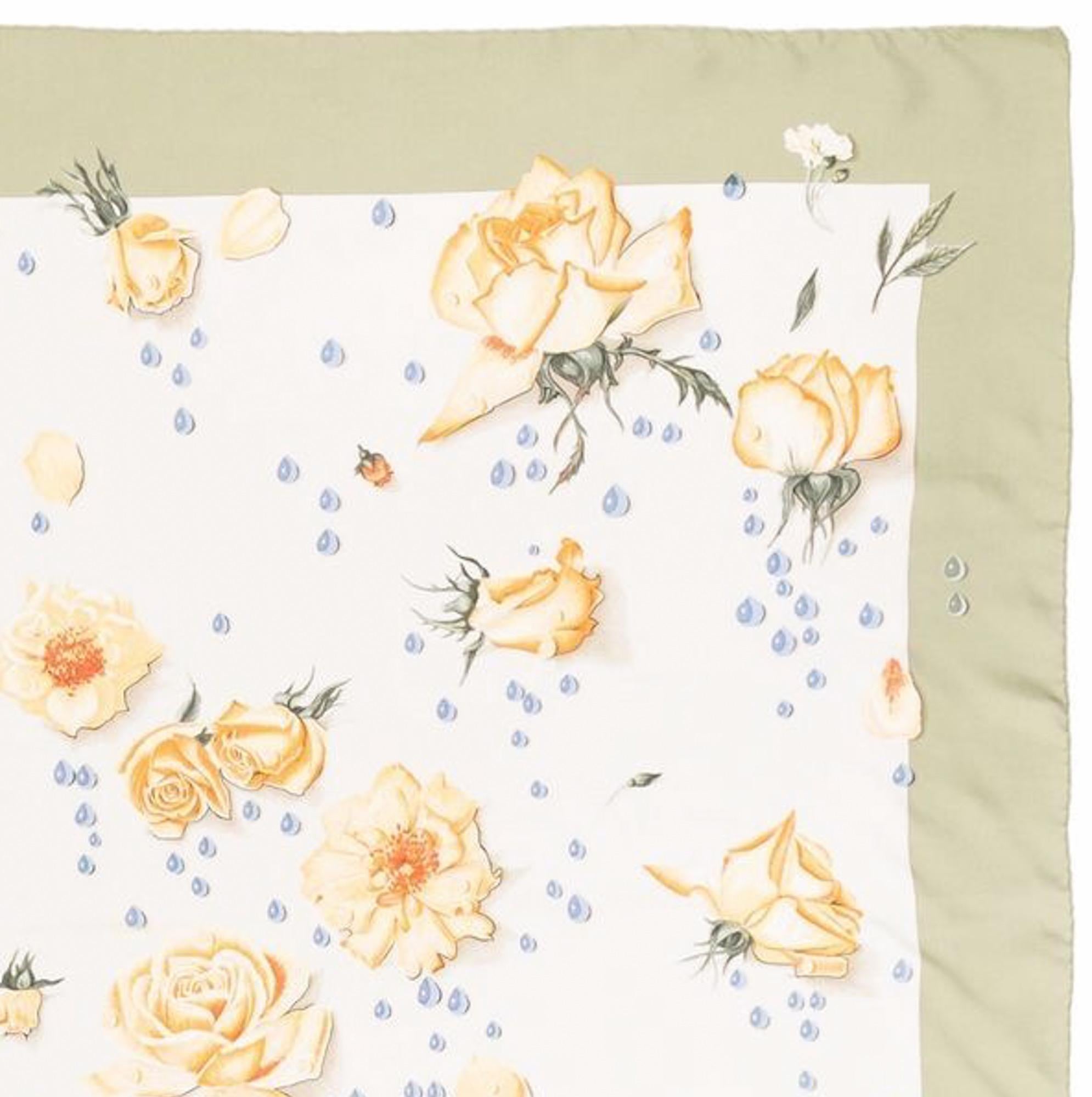 Rare 1960s Hermes La Rosee by A Gavarni Silk Scarf In Good Condition In Paris, FR
