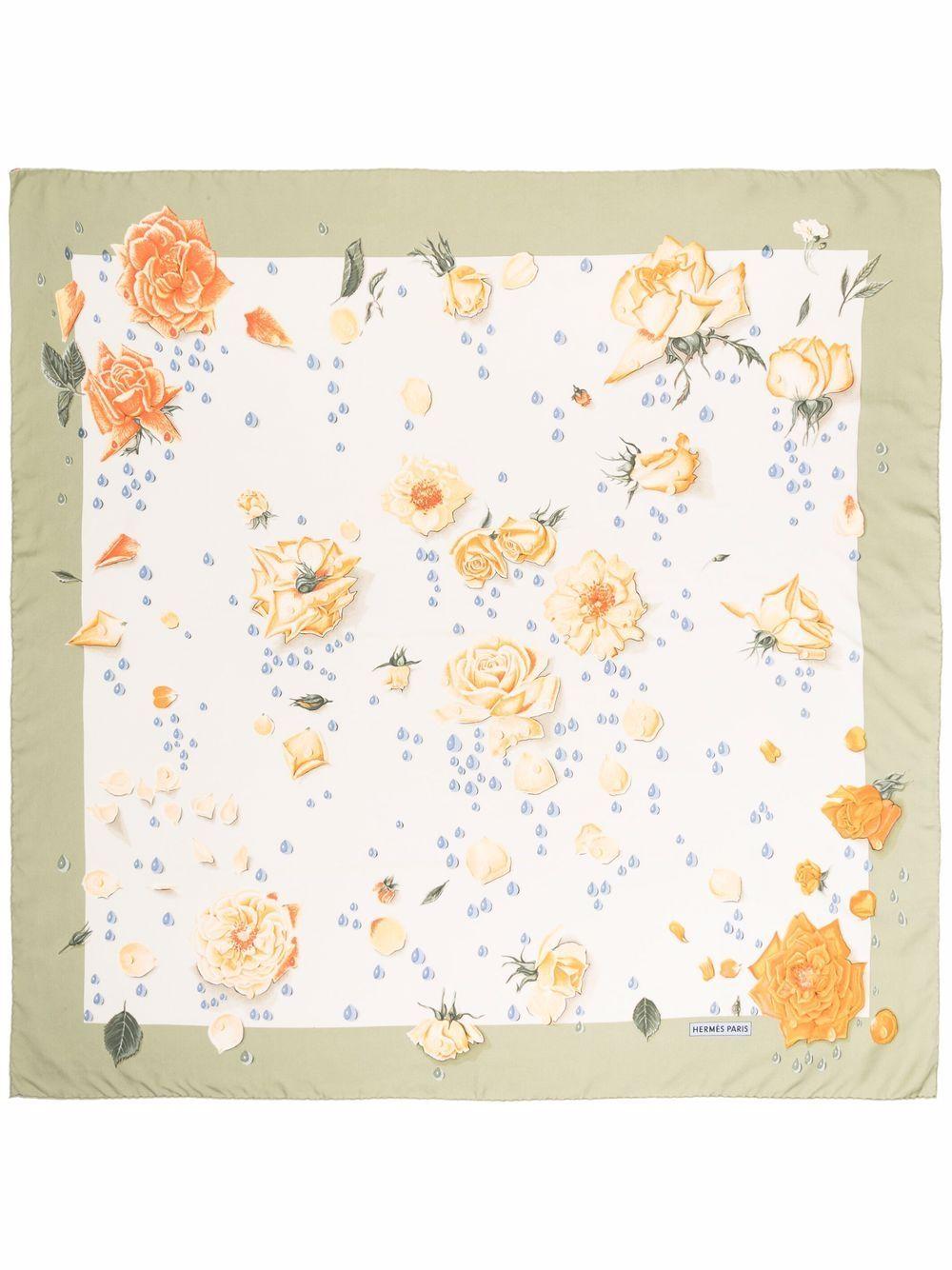 Rare 1960s Hermes La Rosee by A Gavarni Silk Scarf 4