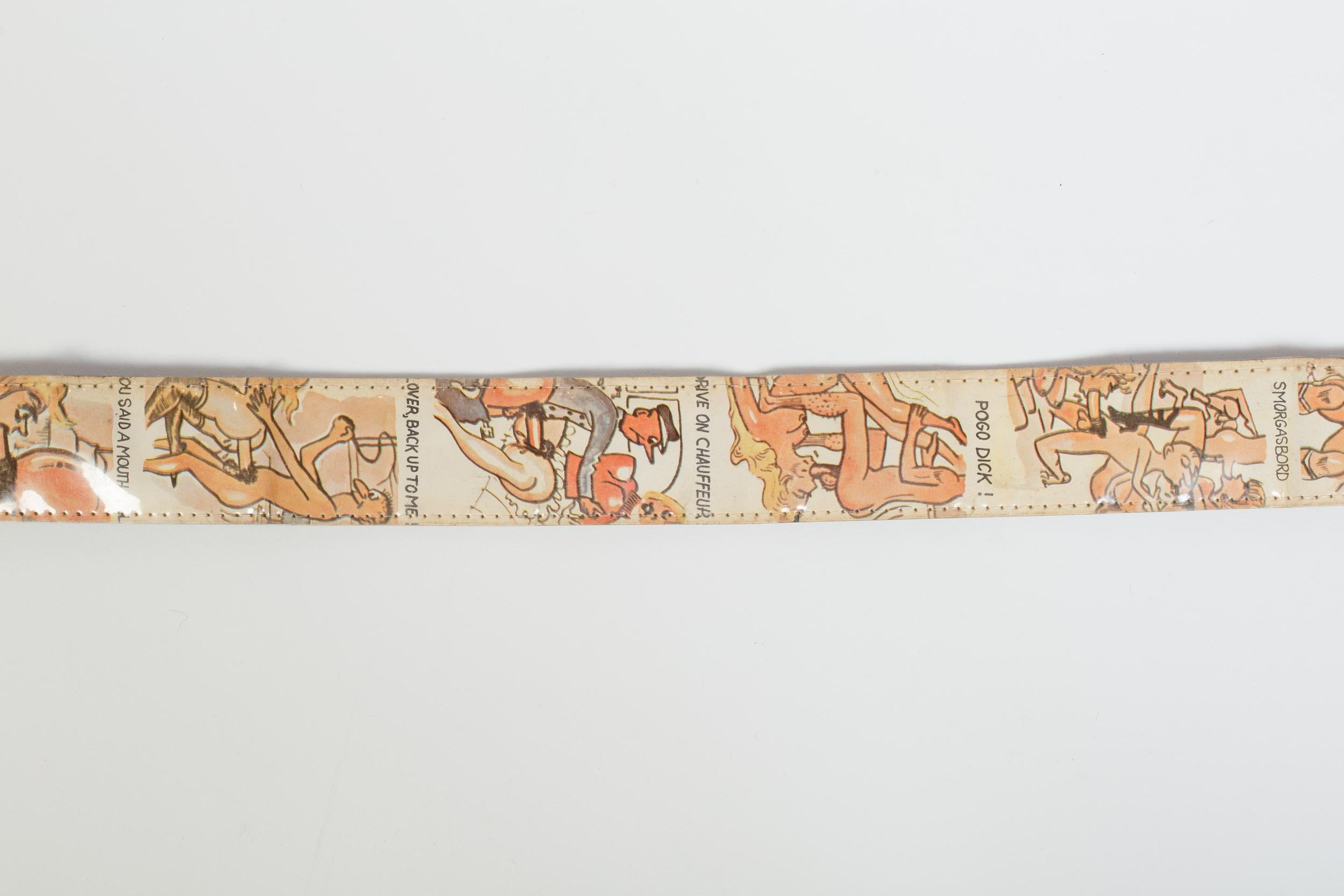 Beige Rare 1960s Joy of Sex Pop-Art Cartoon Belt