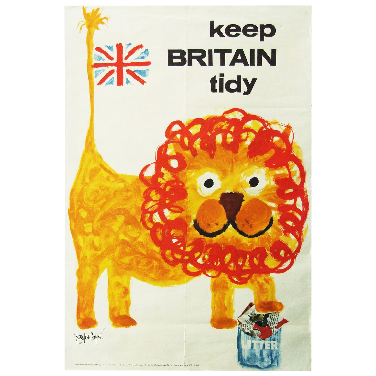 Original 1962 promotional poster for the Keep Britain Tidy Campaign designed by Royston Cooper.

First edition color offset lithograph.

Folded.

Measures: L 74cm x W 50.5cm.
