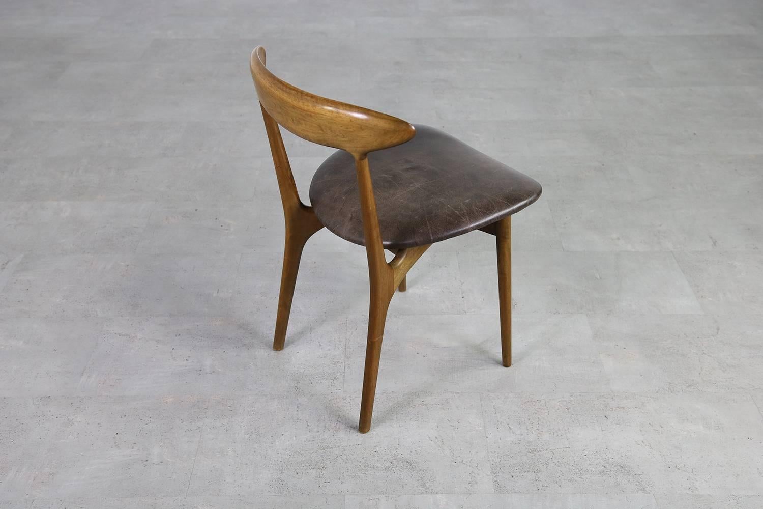 Rare 1960s Kurt Ostervig Vintage Organic Beechwood Leather Chair 4