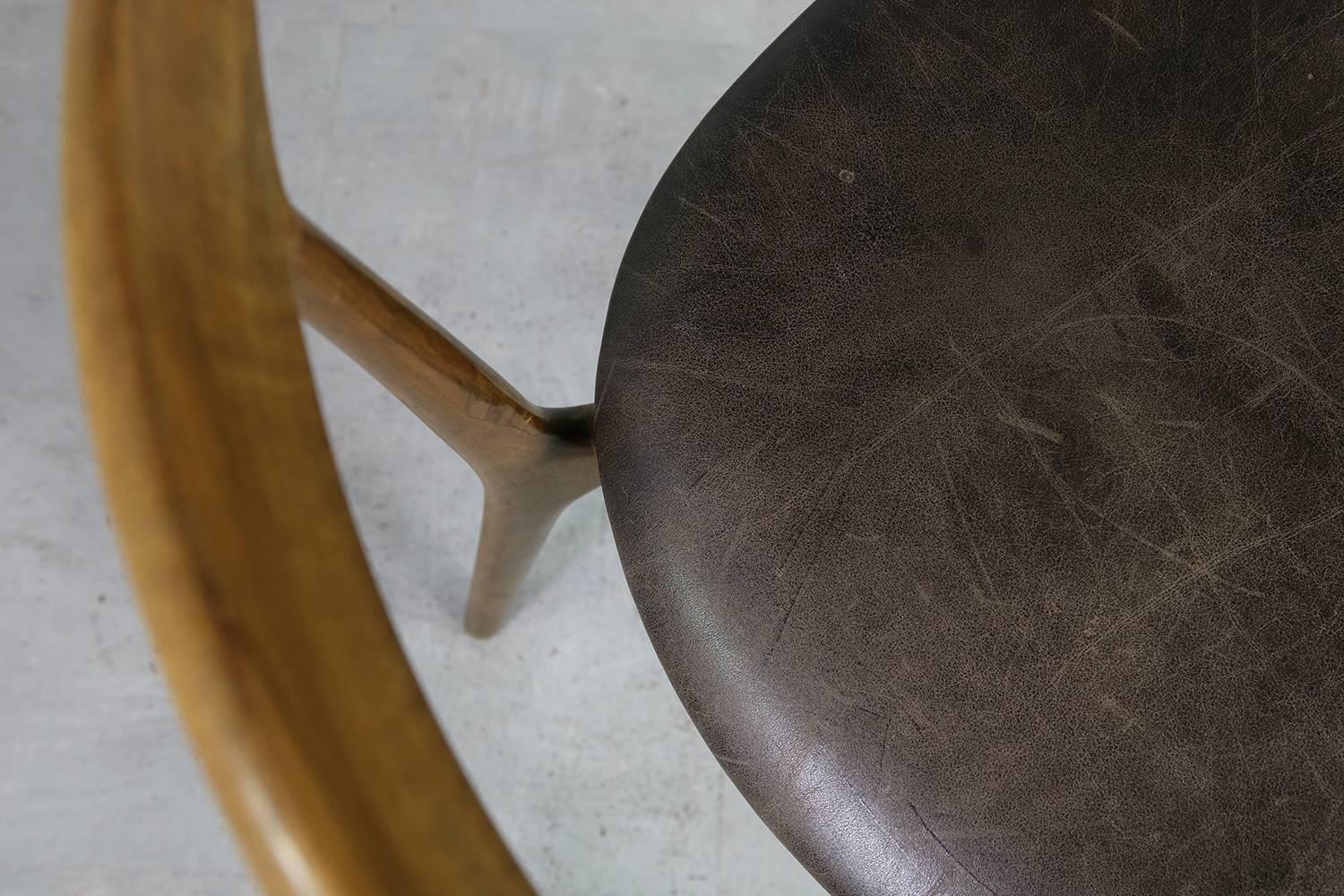 Rare 1960s Kurt Ostervig Vintage Organic Beechwood Leather Chair 5