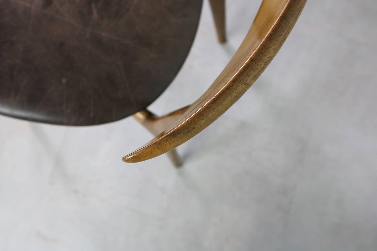 Mid-Century Modern Rare 1960s Kurt Ostervig Vintage Organic Beechwood Leather Chair