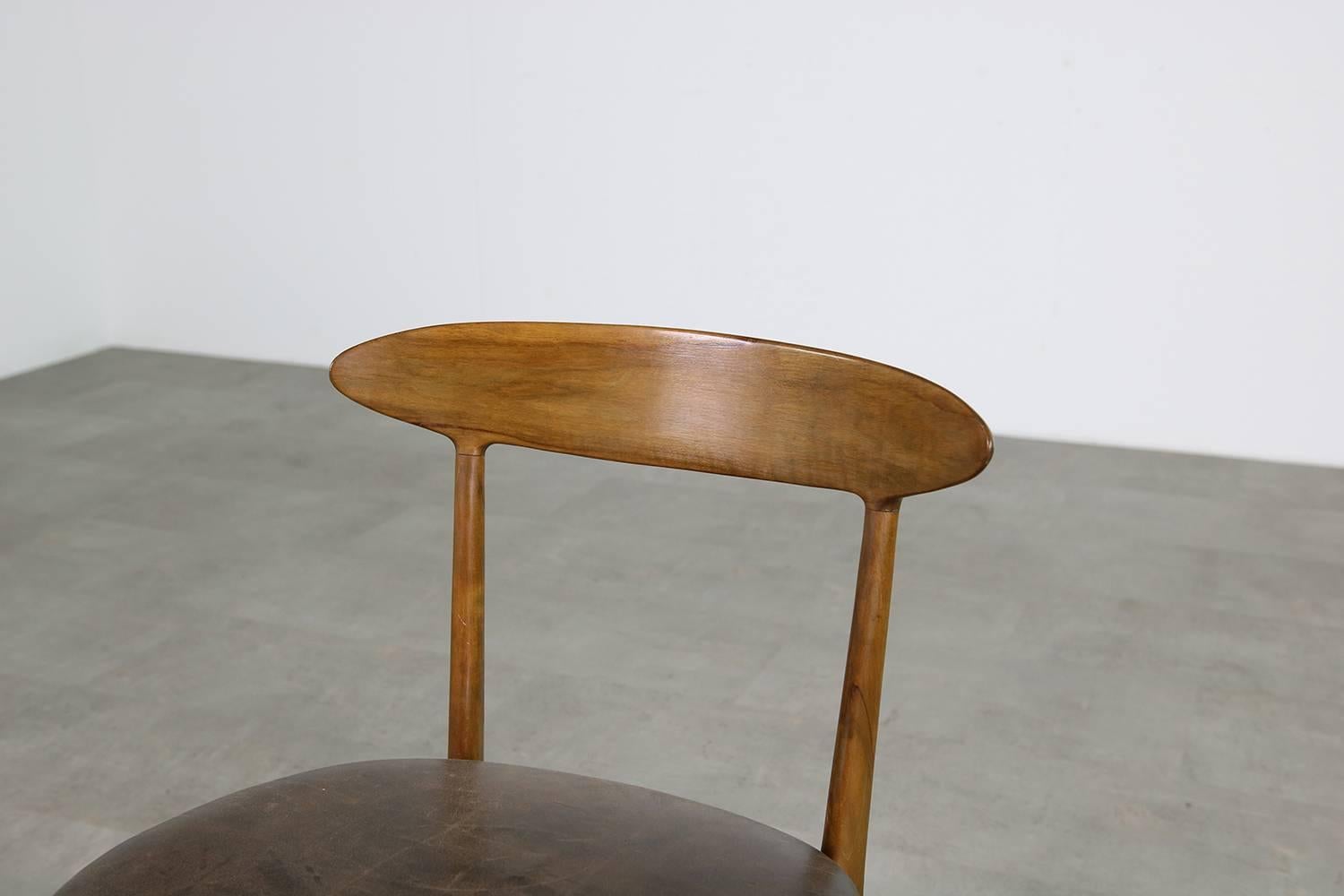 Danish Rare 1960s Kurt Ostervig Vintage Organic Beechwood Leather Chair