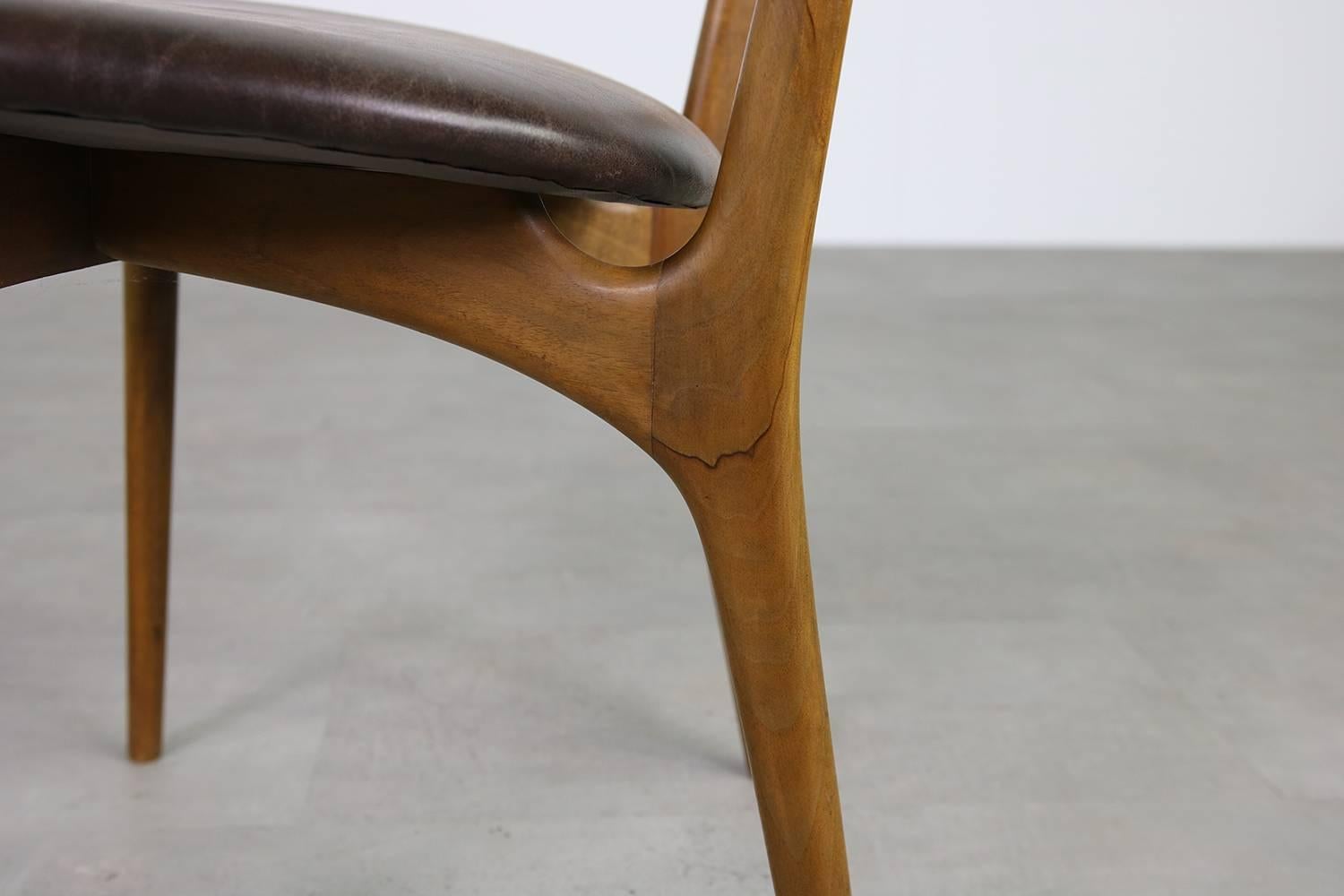 Rare 1960s Kurt Ostervig Vintage Organic Beechwood Leather Chair 2