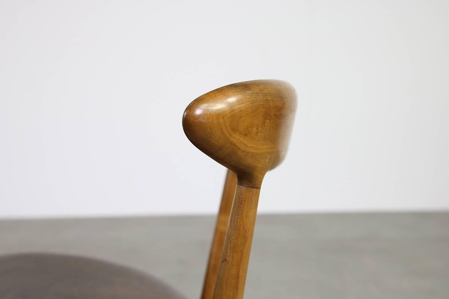 Rare 1960s Kurt Ostervig Vintage Organic Beechwood Leather Chair 3