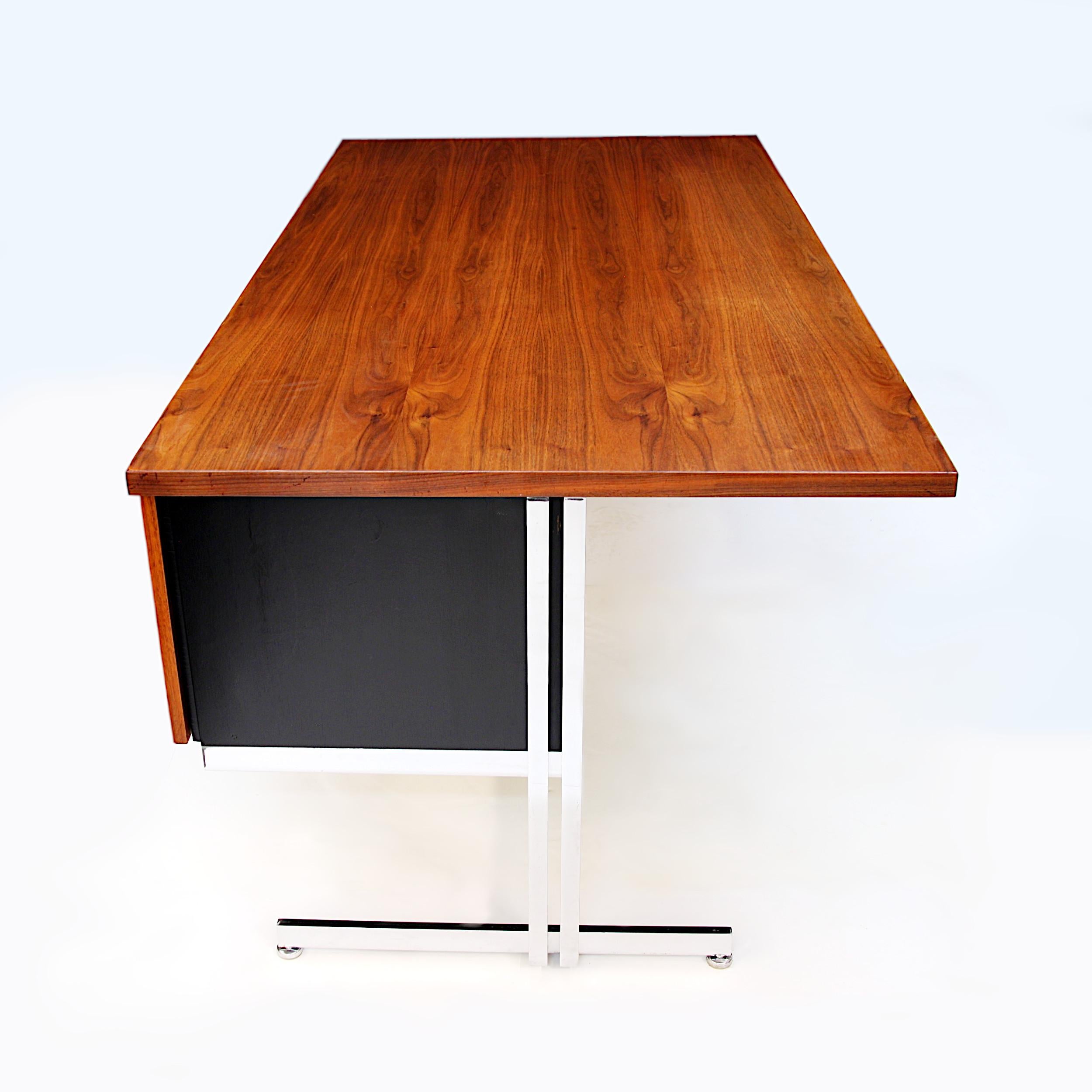 Chrome Rare 1960s Mid-Century Modern Minimalist Executive Desk by Hugh Acton for Vecta