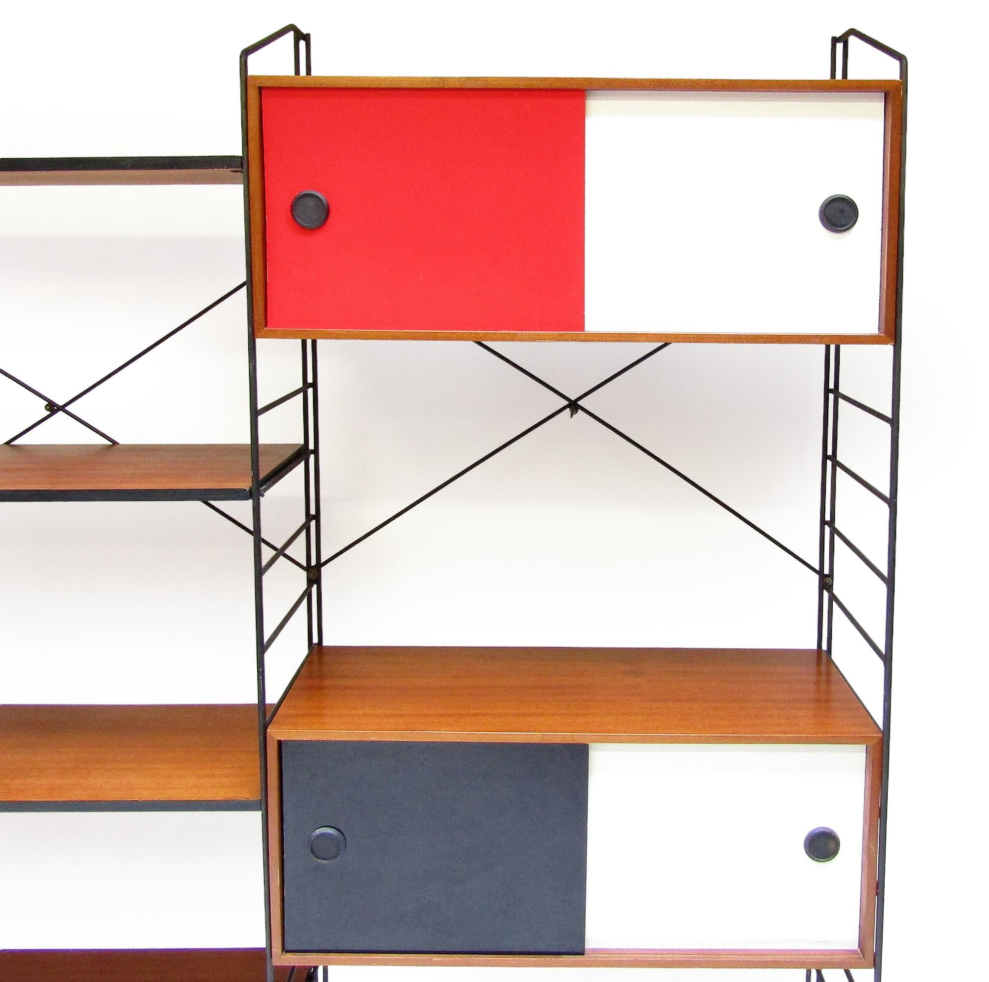 British Rare 1960s Modular Shelving Cabinet Room Divider System By Brianco