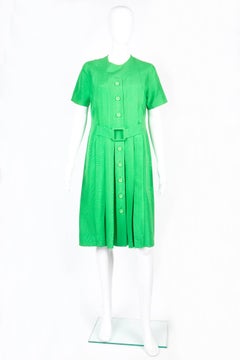 Rare 1960s Molyneux Green Silk Dress