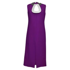 Rare 1960s Pierre Cardin Purple Midi Dress with Silver Breastplate