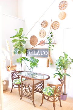 Rare 1960s Rattan Honeymoon Bistro Set