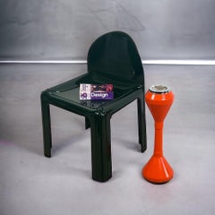 Rare 1960s Space Age Floor Ashtray in Orange Plastic and Chrome