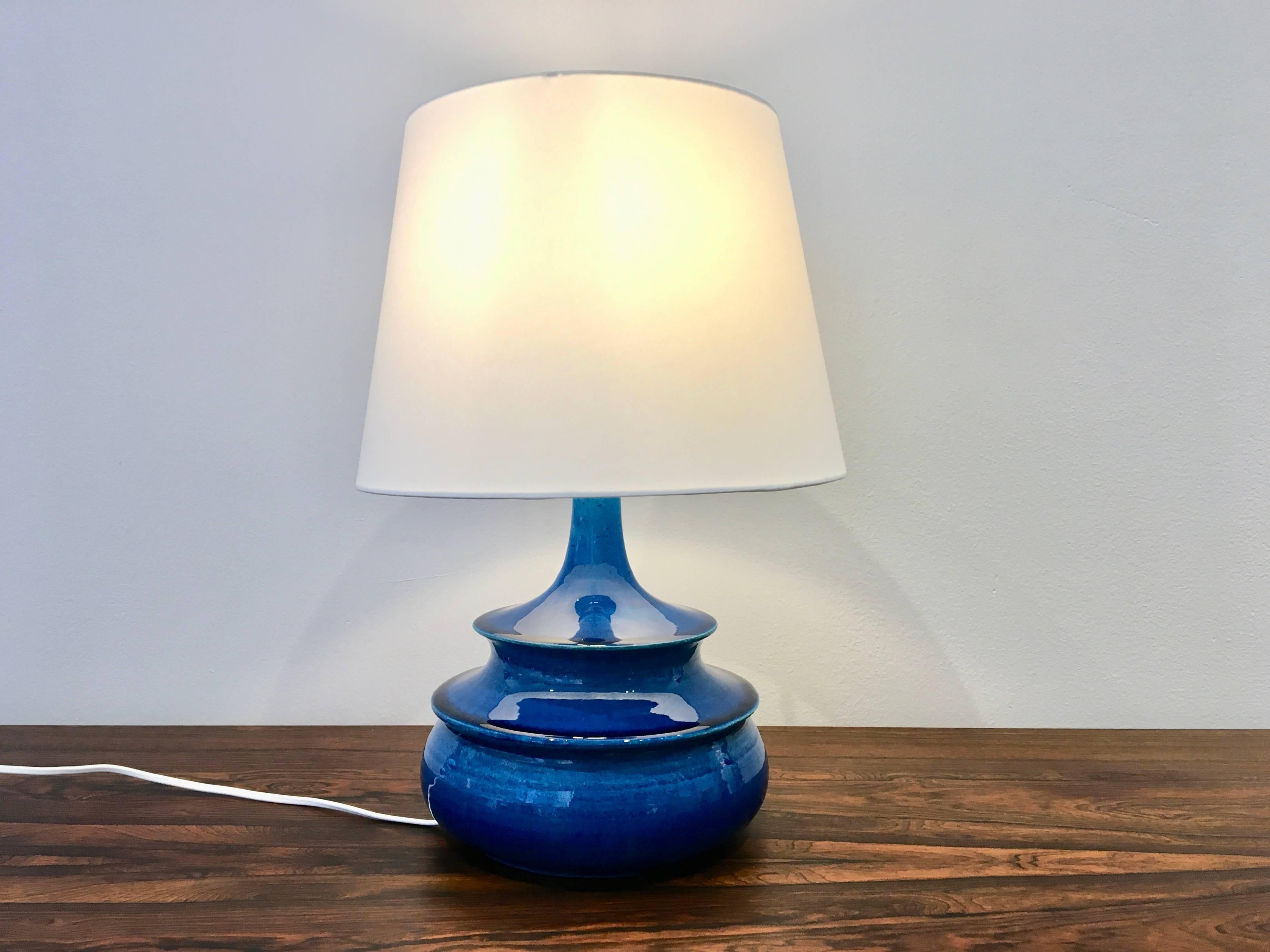 mid century turquoise lamp