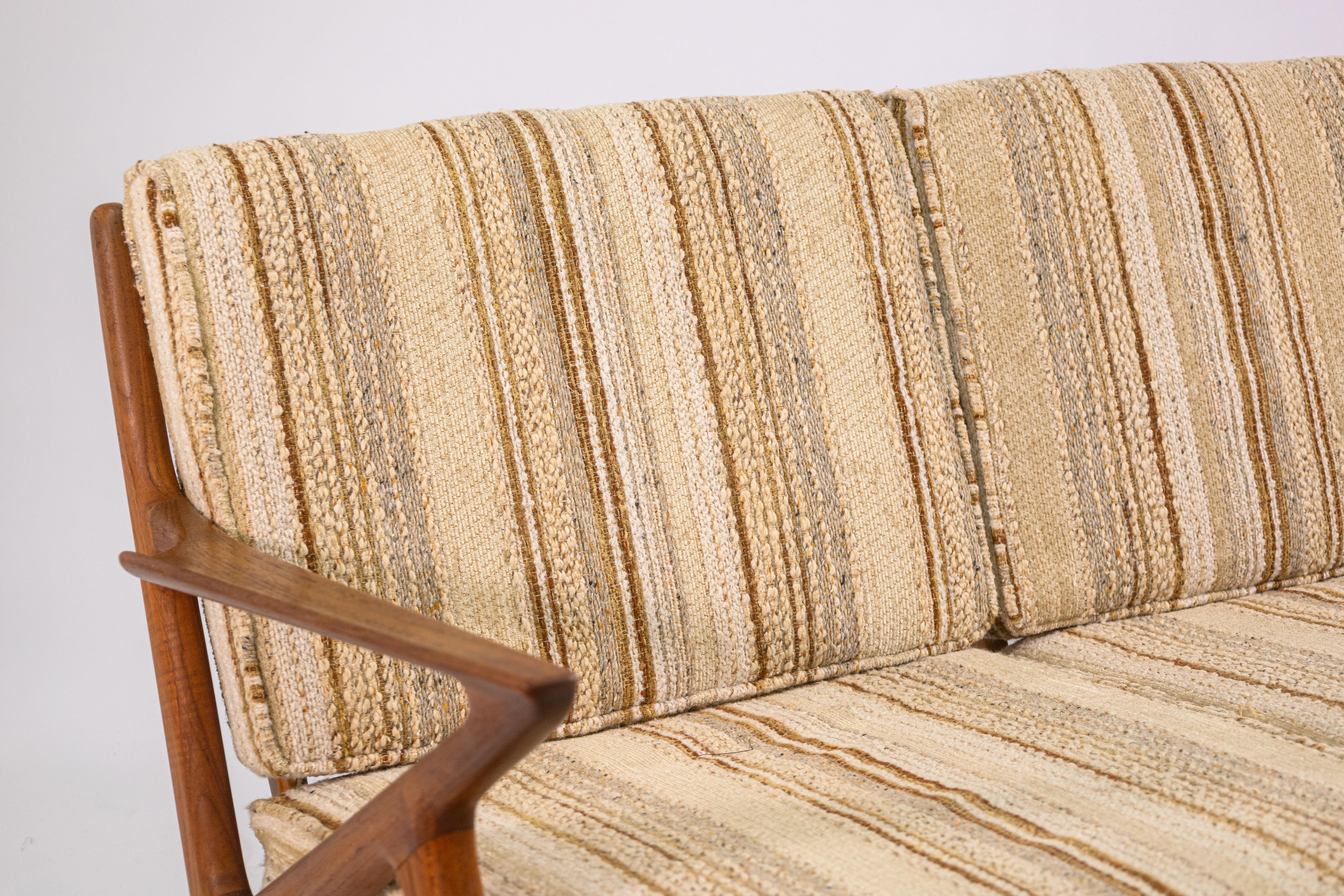 Mid-Century Modern Rare 1960s Vintage Poul Jensen for Selig Z Settee Danish Teak Wood Sofa For Sale