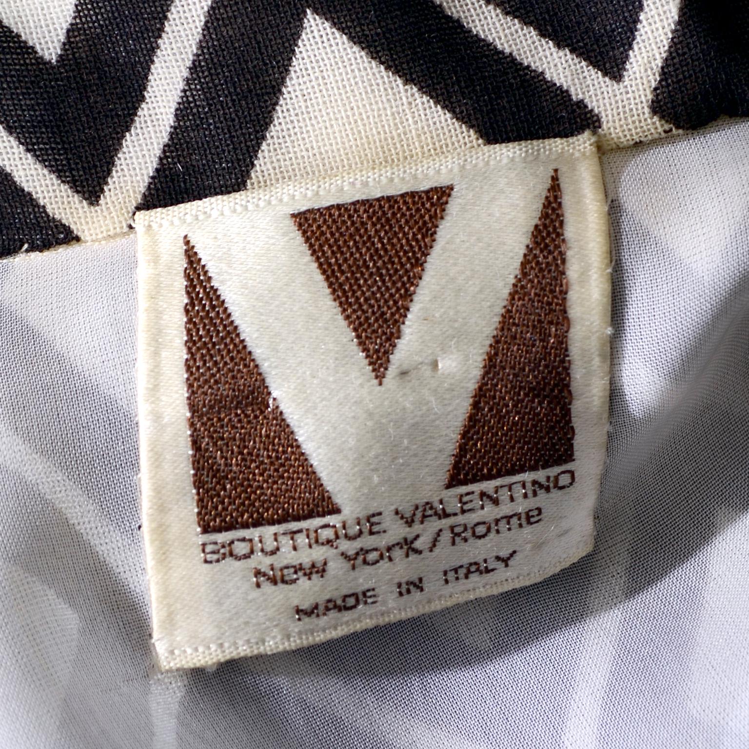 Rare 1960s Vintage Valentino Brown Cream Diamond Print Dress w Suede Belt 2