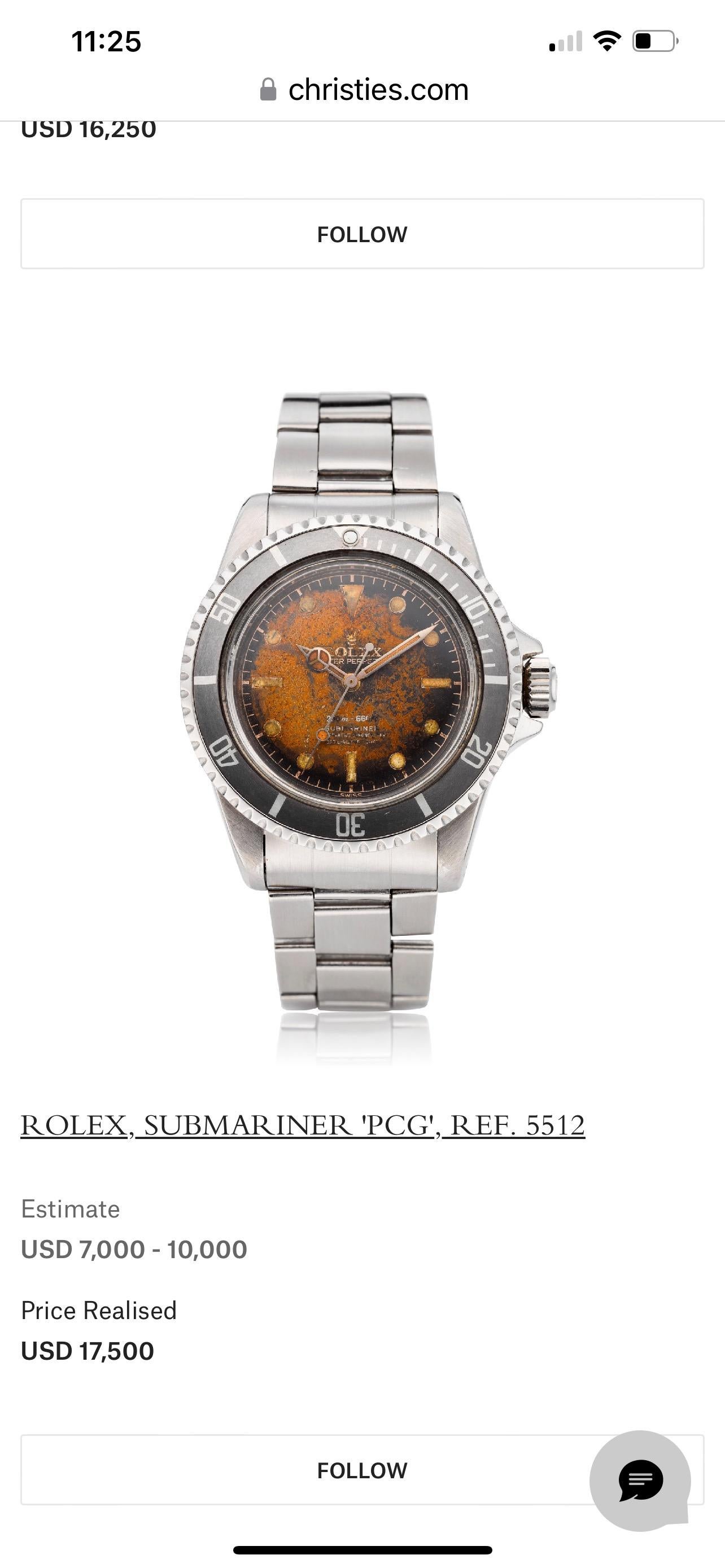 rare 1961 ultra tropical 5512 rolex submariner im Angebot 4