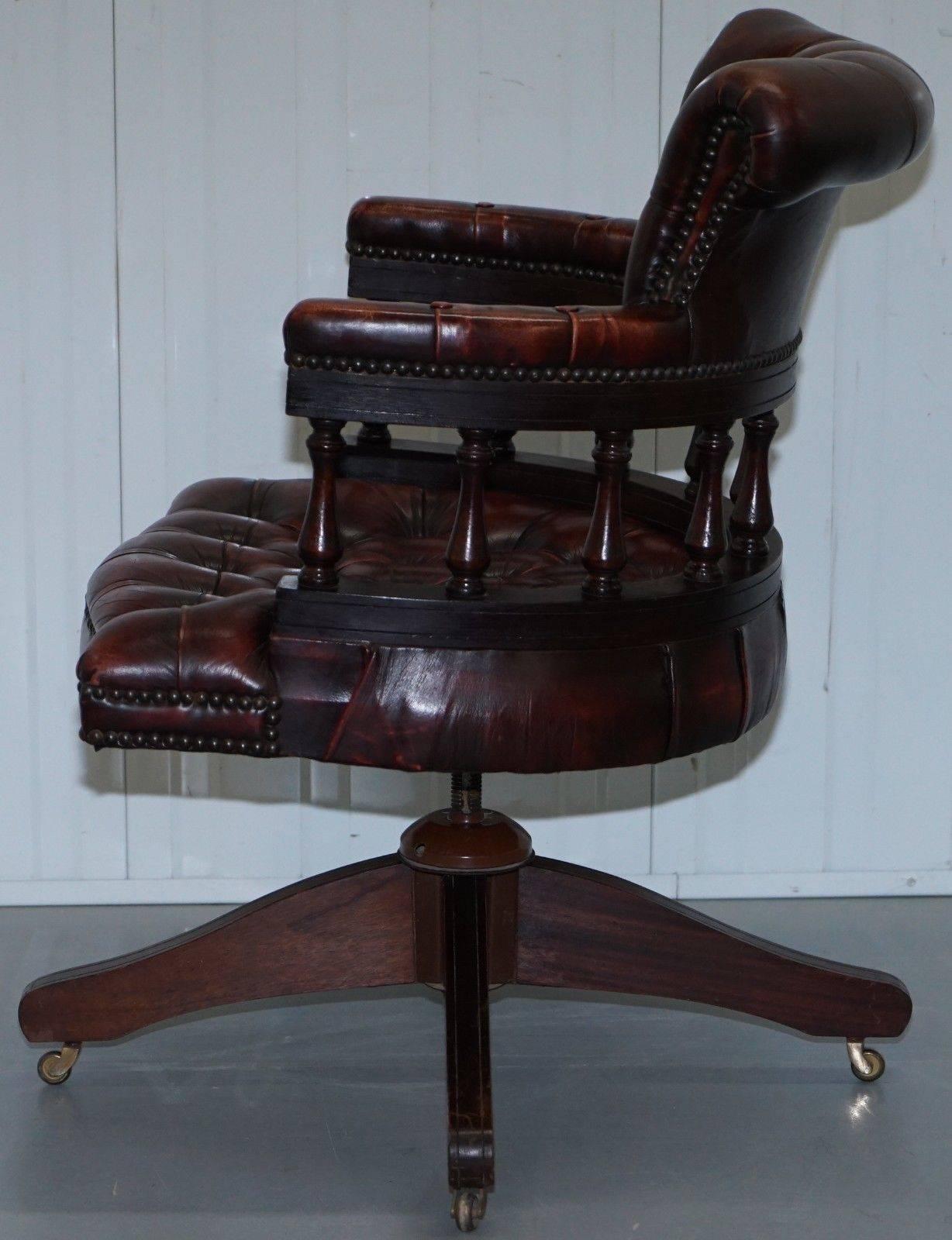 Rare 1967 Stamped Chesterfield Oxblood Leather Captains Directors Office Chair 1