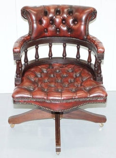 Rare 1967 Stamped Chesterfield Oxblood Leather Captains Directors Office Chair