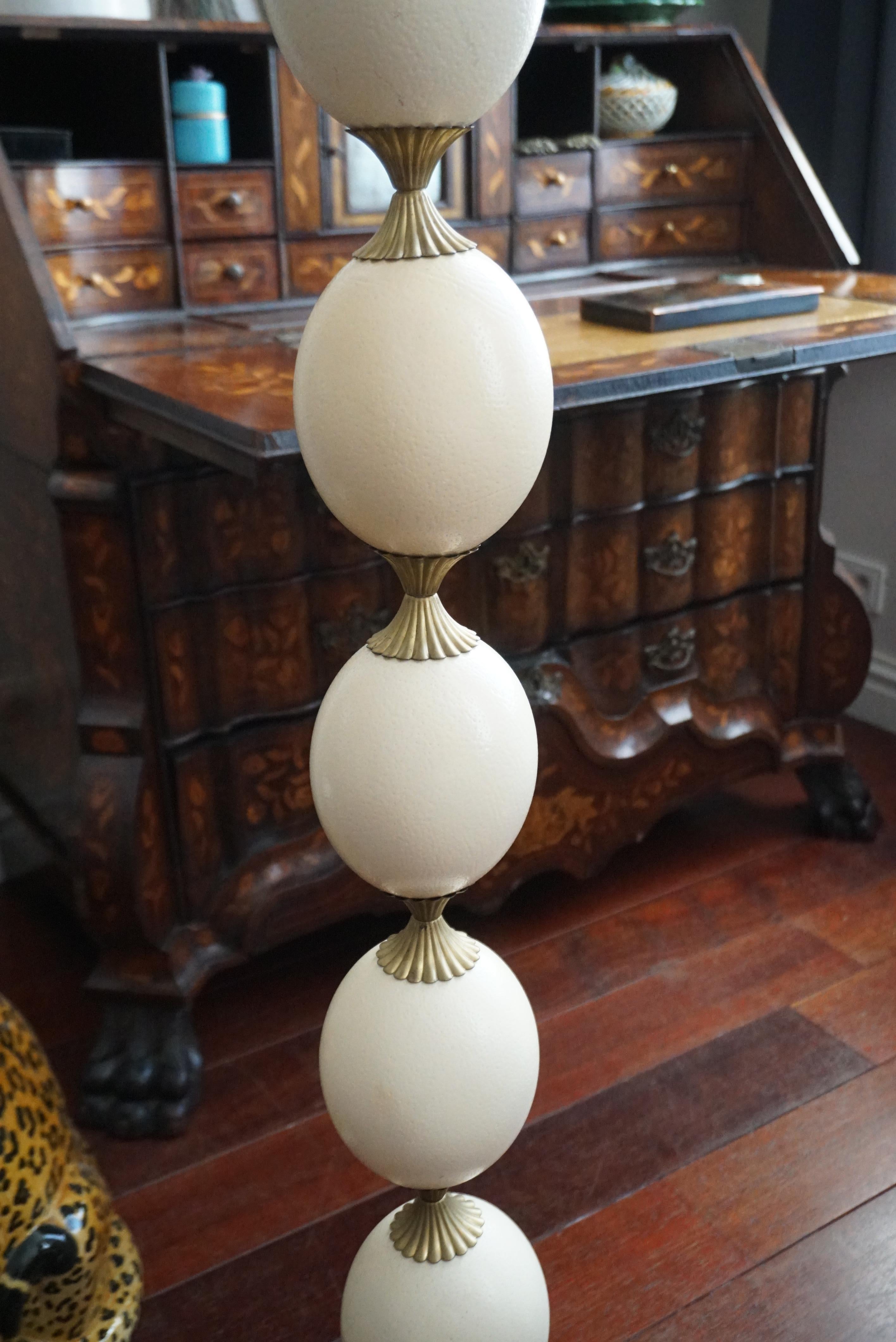 French Rare 1970'  Ostrich Eggshell Floor Lamp In The Style Of Maison Charles For Sale